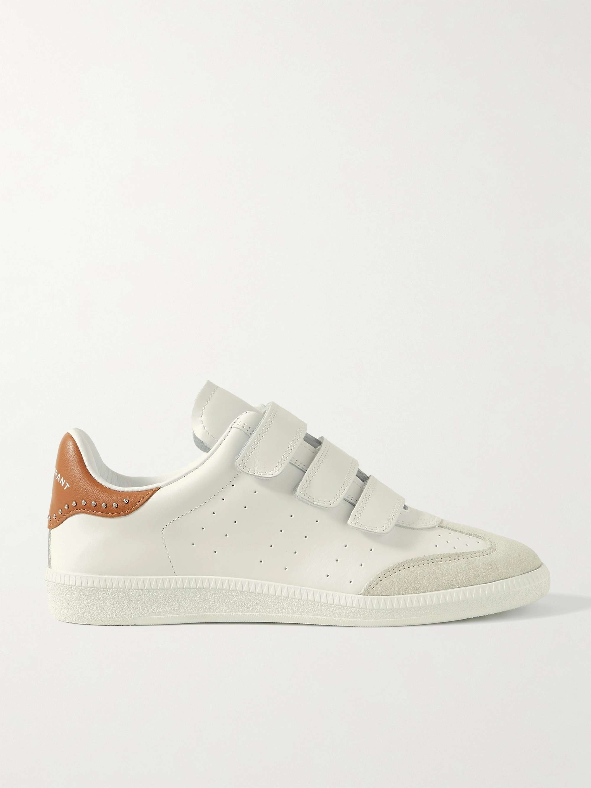 ISABEL MARANT suede-trimmed leather sneakers | NET-A-PORTER