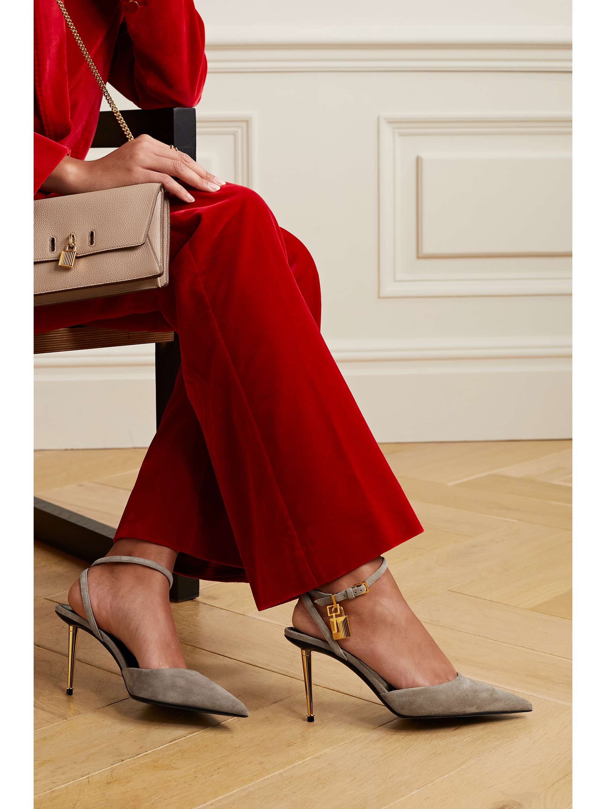 TOM FORD Padlock embellished suede pumps | NET-A-PORTER