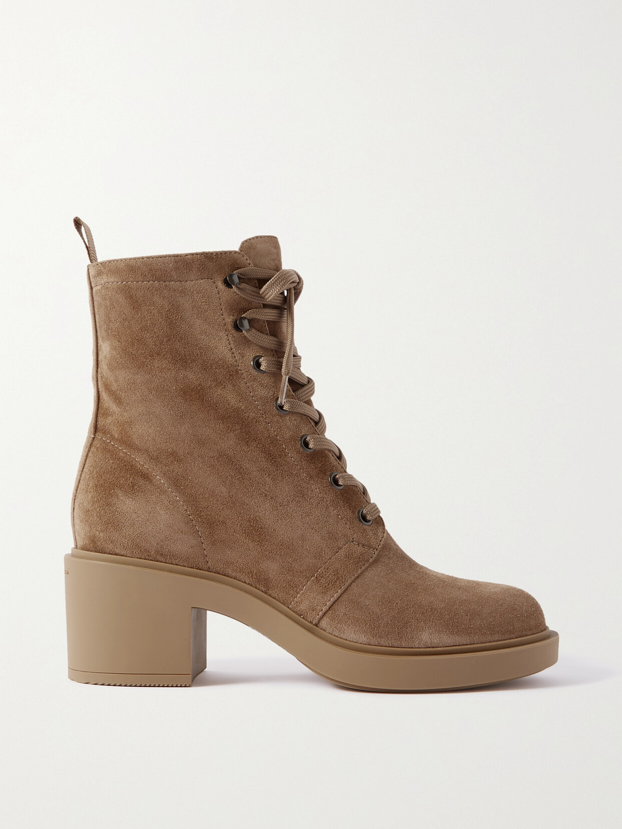 Gianvito Rossi Lace-up Suede Boots In Beige