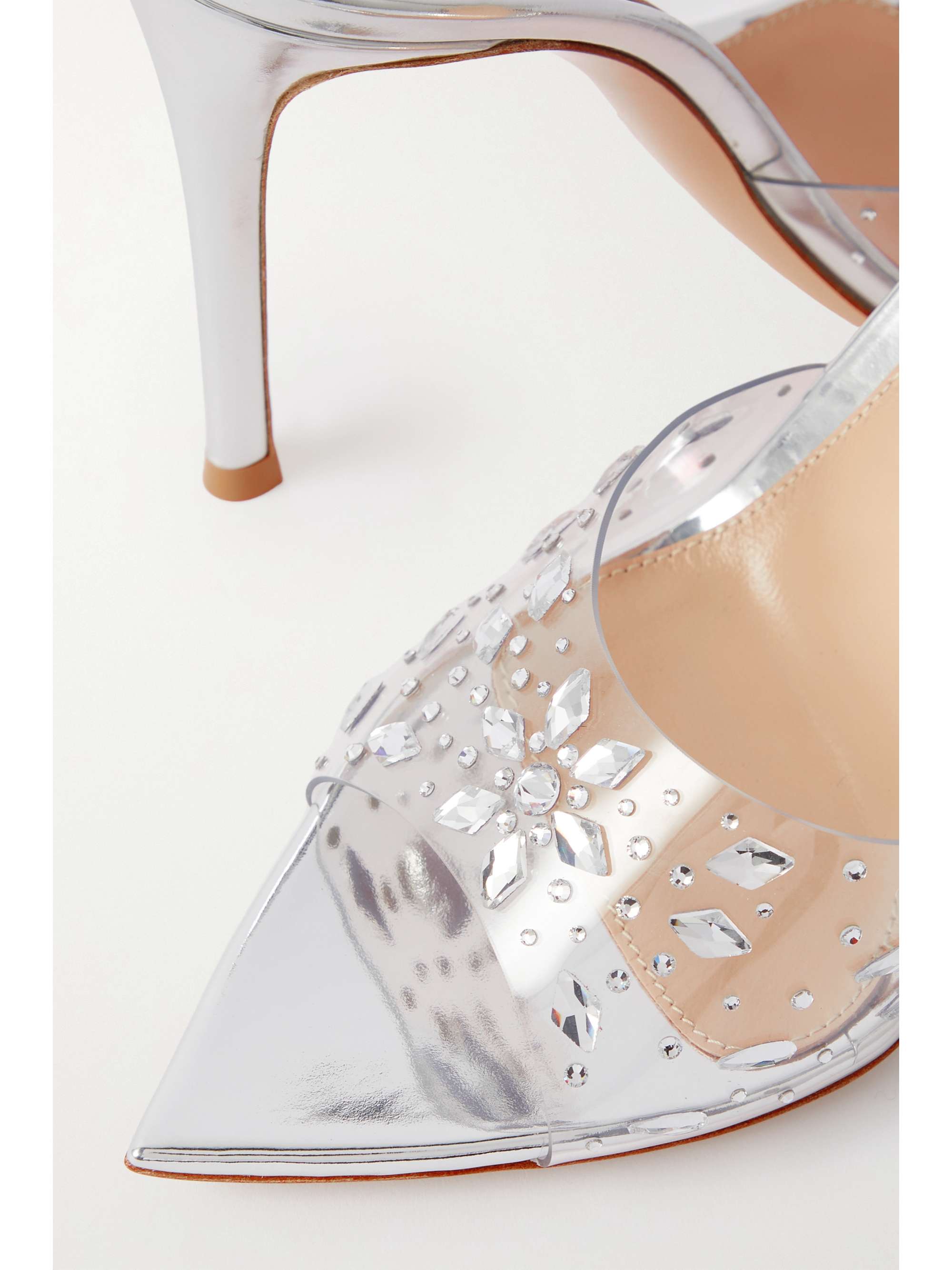 GIANVITO ROSSI Mules en PVC à cristaux et en cuir effet miroir Elle 105
