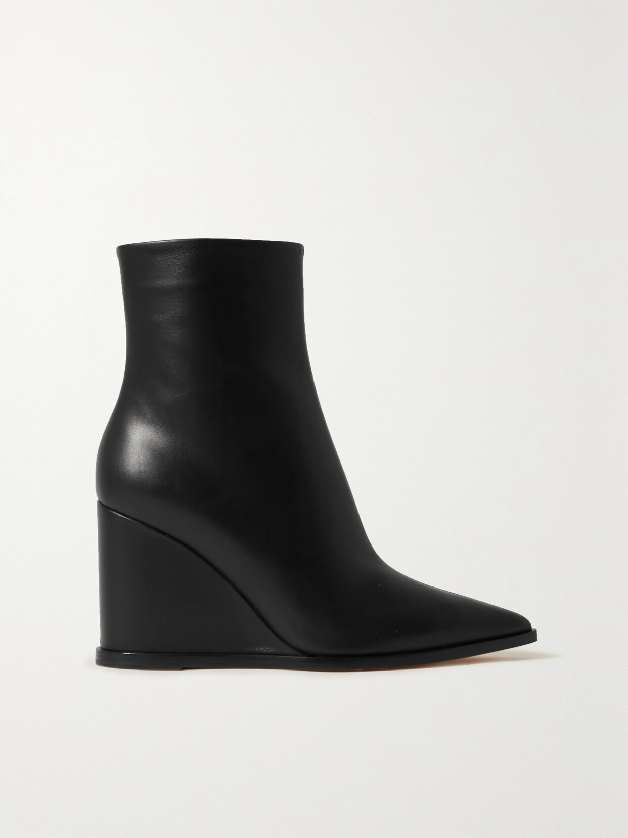 Shop Gianvito Rossi 85 Leather Wedge Ankle Boots In Black