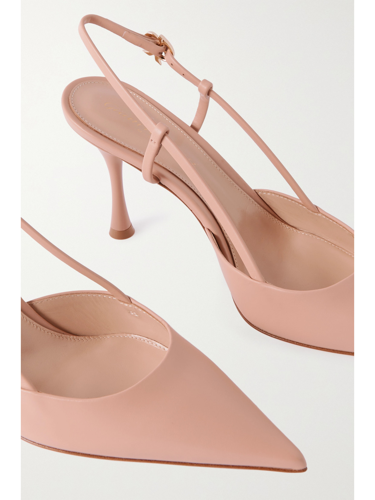 Shop Gianvito Rossi 85 Leather Slingback Pumps In Neutrals