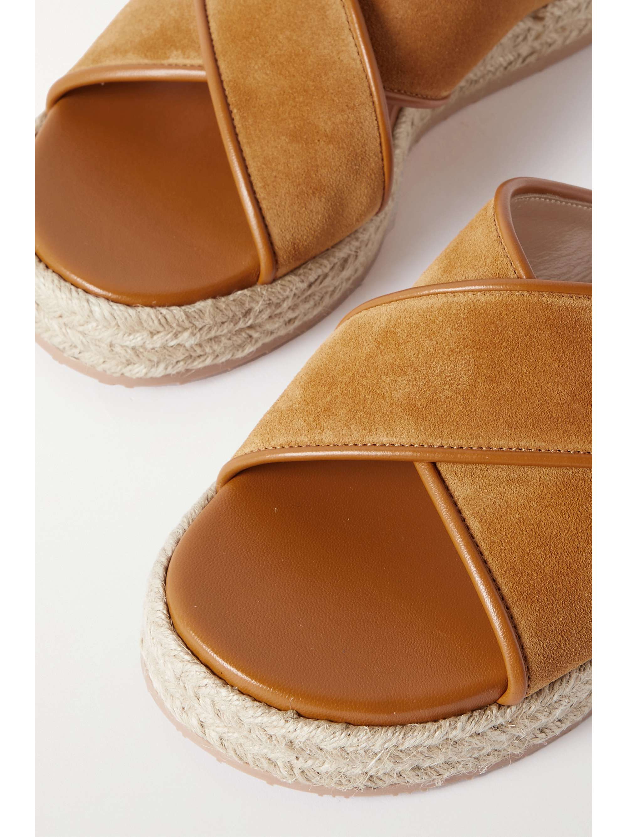 GIANVITO ROSSI Leather-trimmed suede espadrille sandals