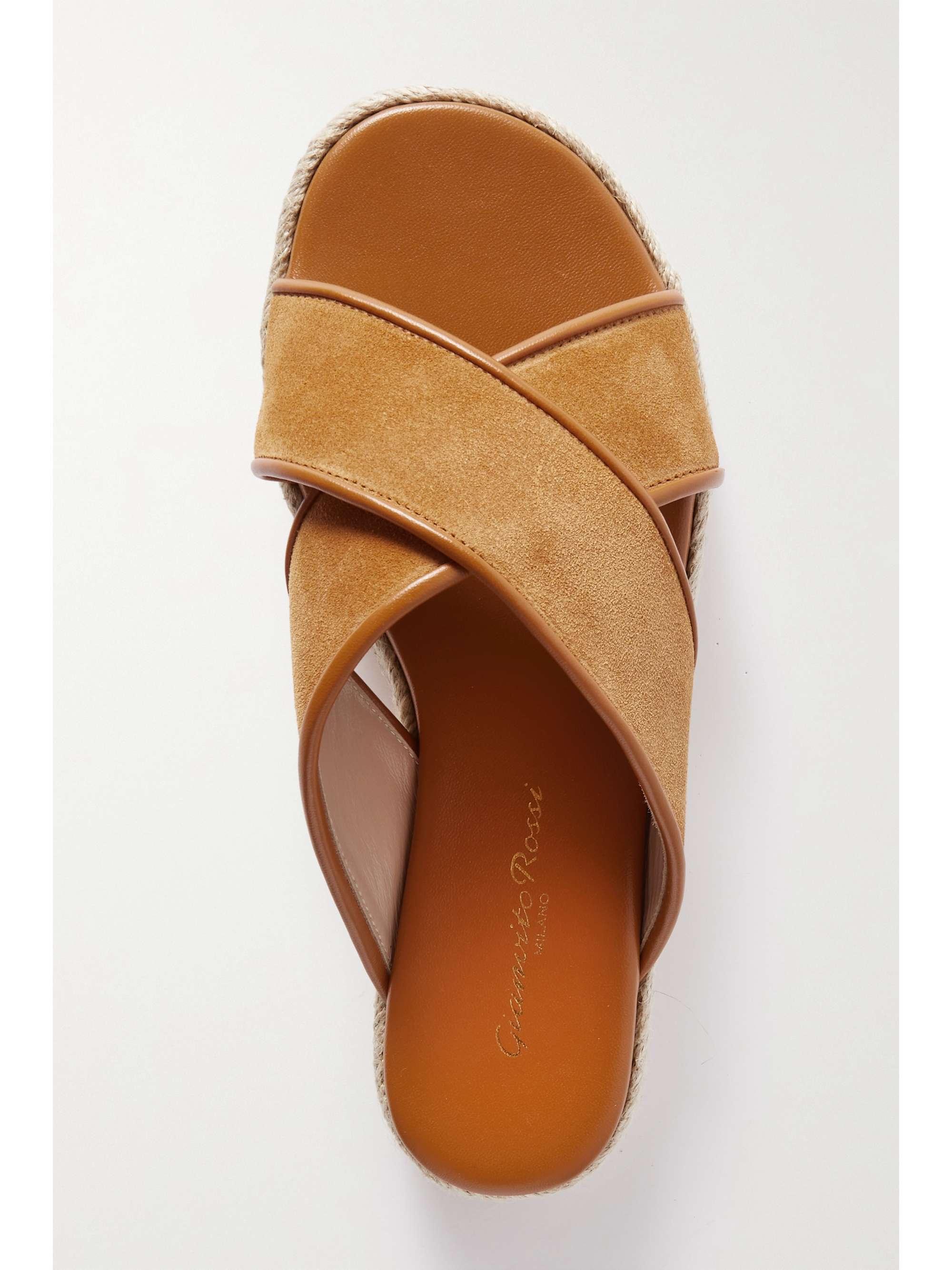 GIANVITO ROSSI Leather-trimmed suede espadrille sandals