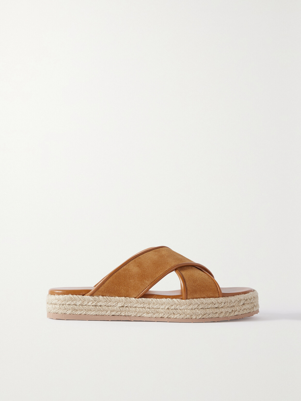 Gianvito Rossi Leather-trimmed Suede Espadrille Sandals In Brown