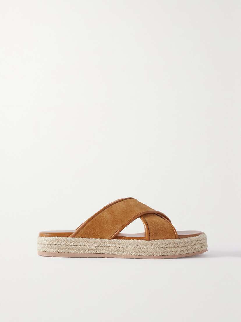 Gianvito Rossi Leather-trimmed Suede Espadrille Sandals