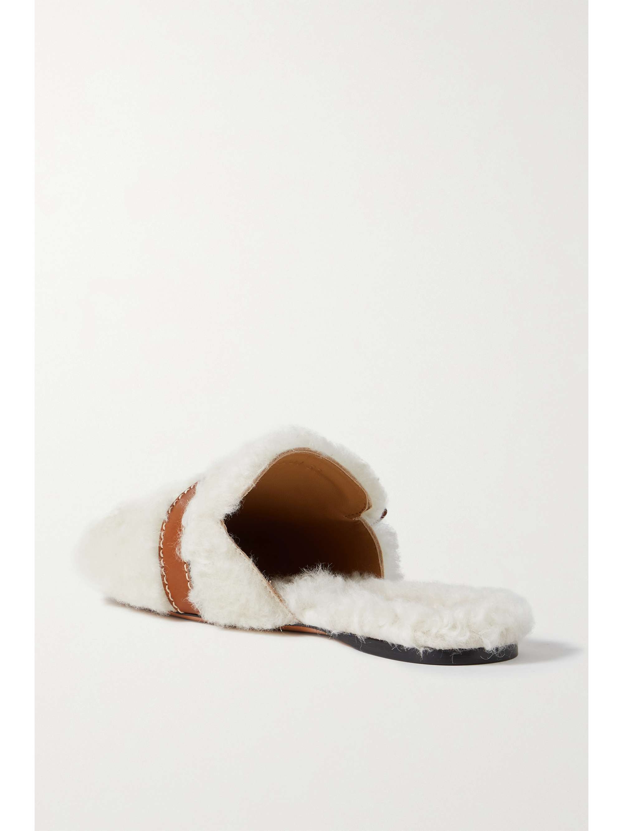 LOEWE Gate knotted leather-trimmed shearling slippers