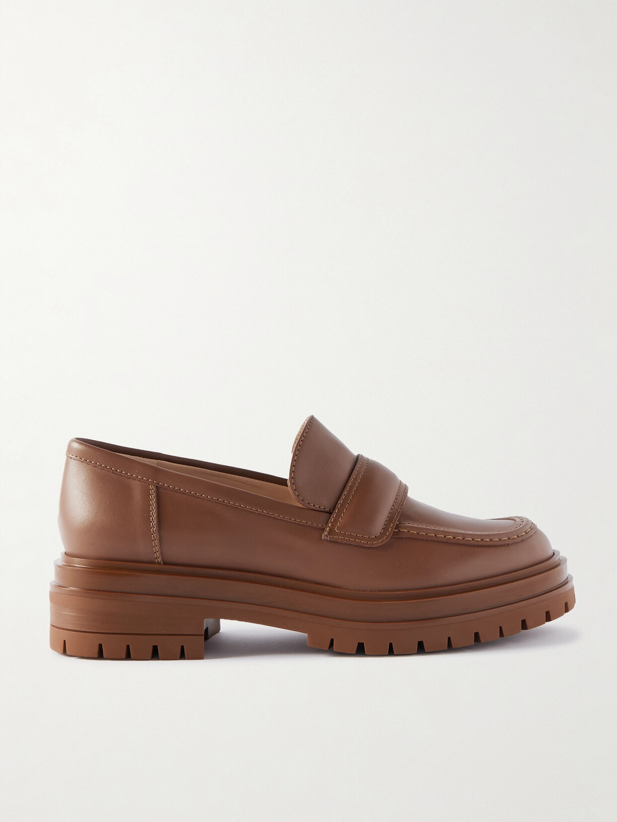 Shop Gianvito Rossi Argo 20 Leather Loafers In Brown