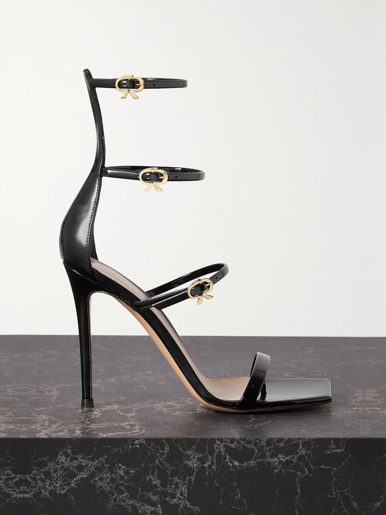Gianvito Rossi 105 Patent-leather Sandals - Black