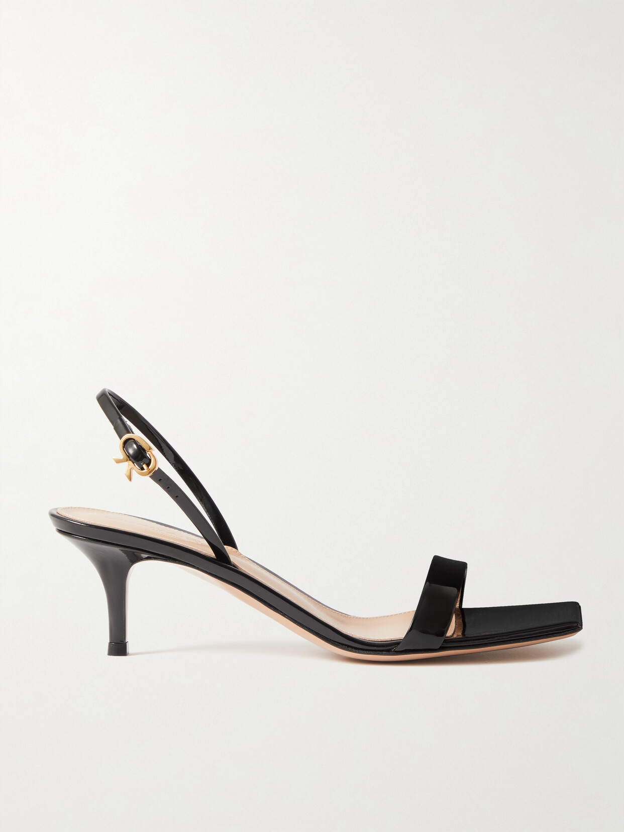 Gianvito Rossi Ribbon 55 Patent-leather Slingback Sandals - Black