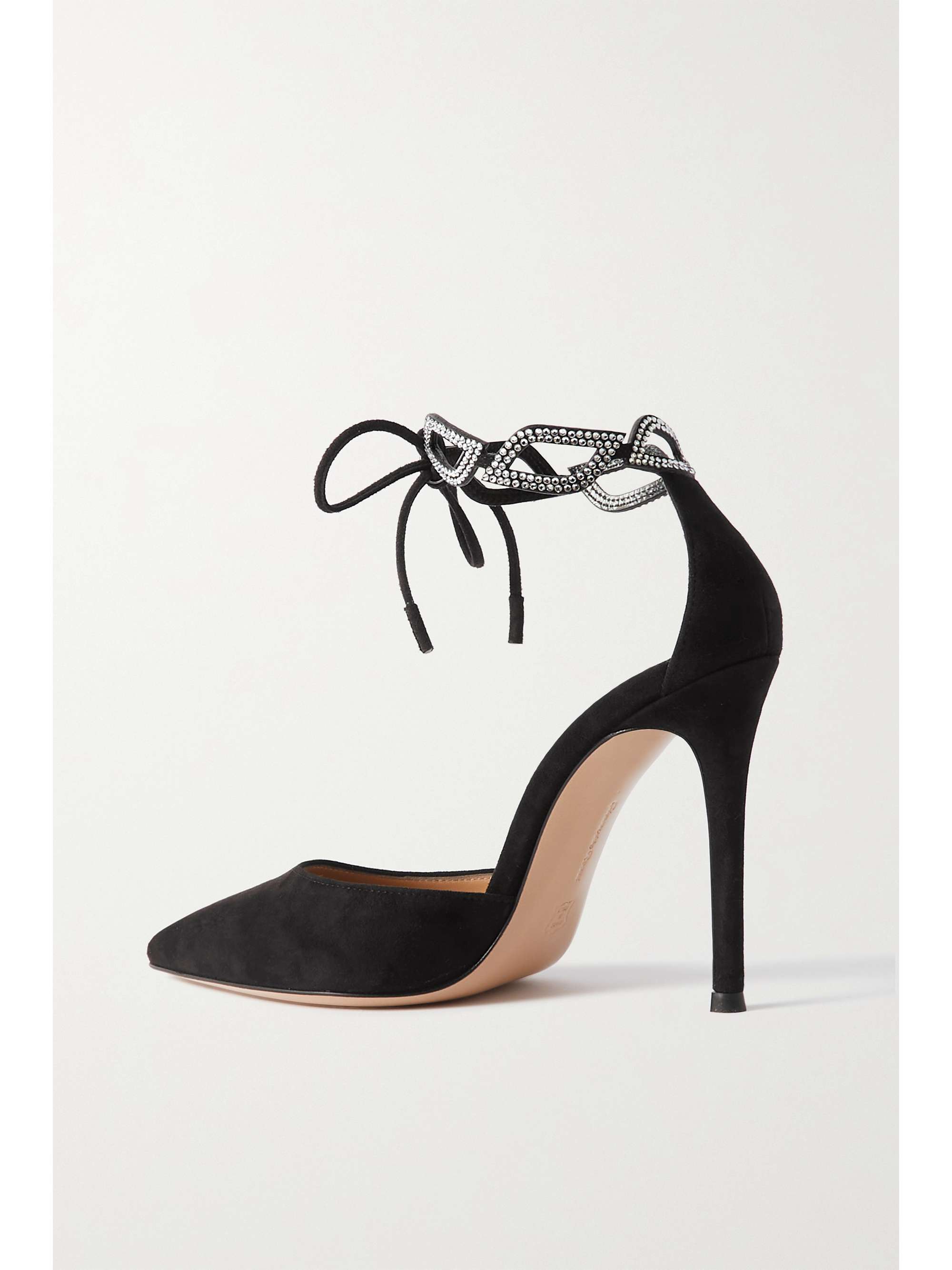 GIANVITO ROSSI 105 crystal-embellished suede pumps