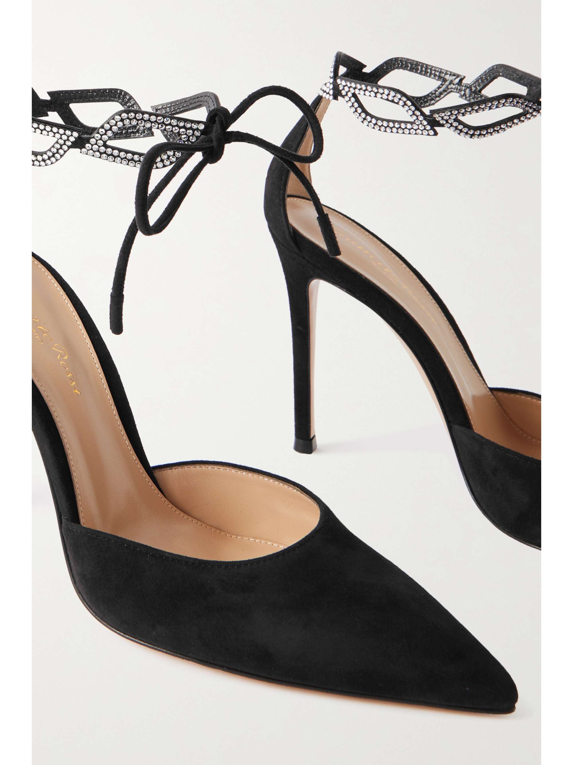 GIANVITO ROSSI 105 crystal-embellished suede pumps