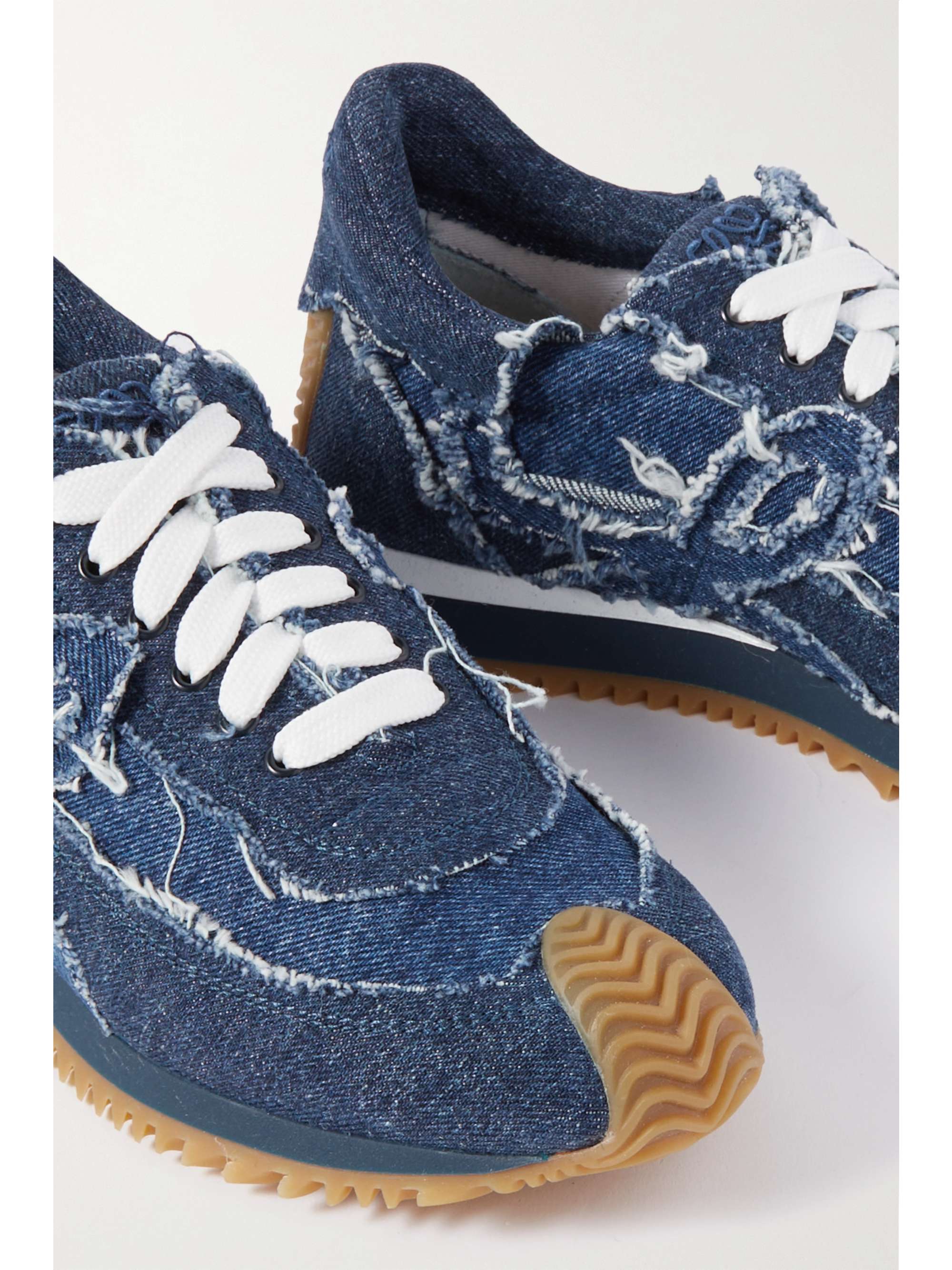 distressed denim sneakers