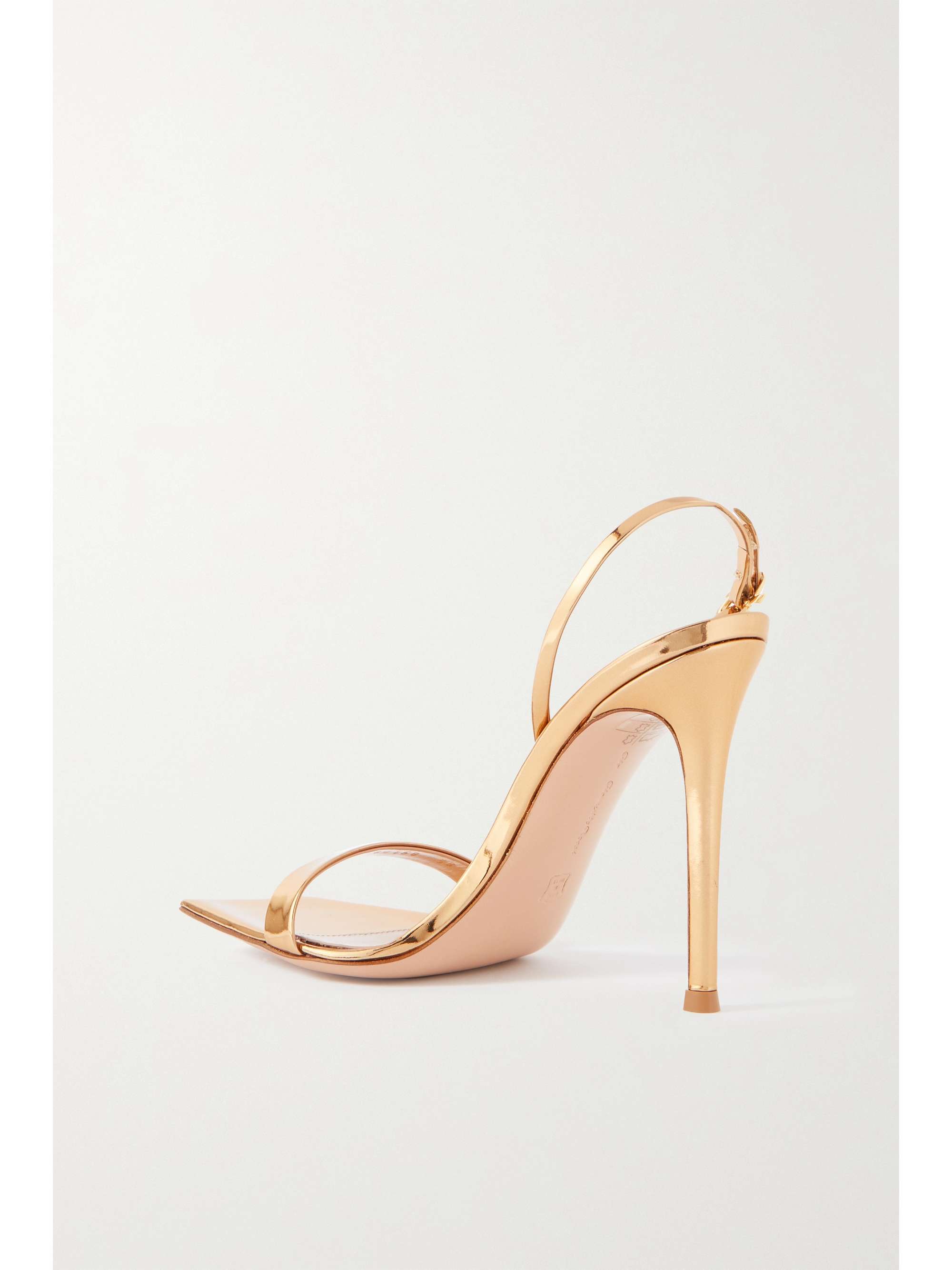 GIANVITO ROSSI Ribbon 105 metallic patent-leather slingback sandals ...