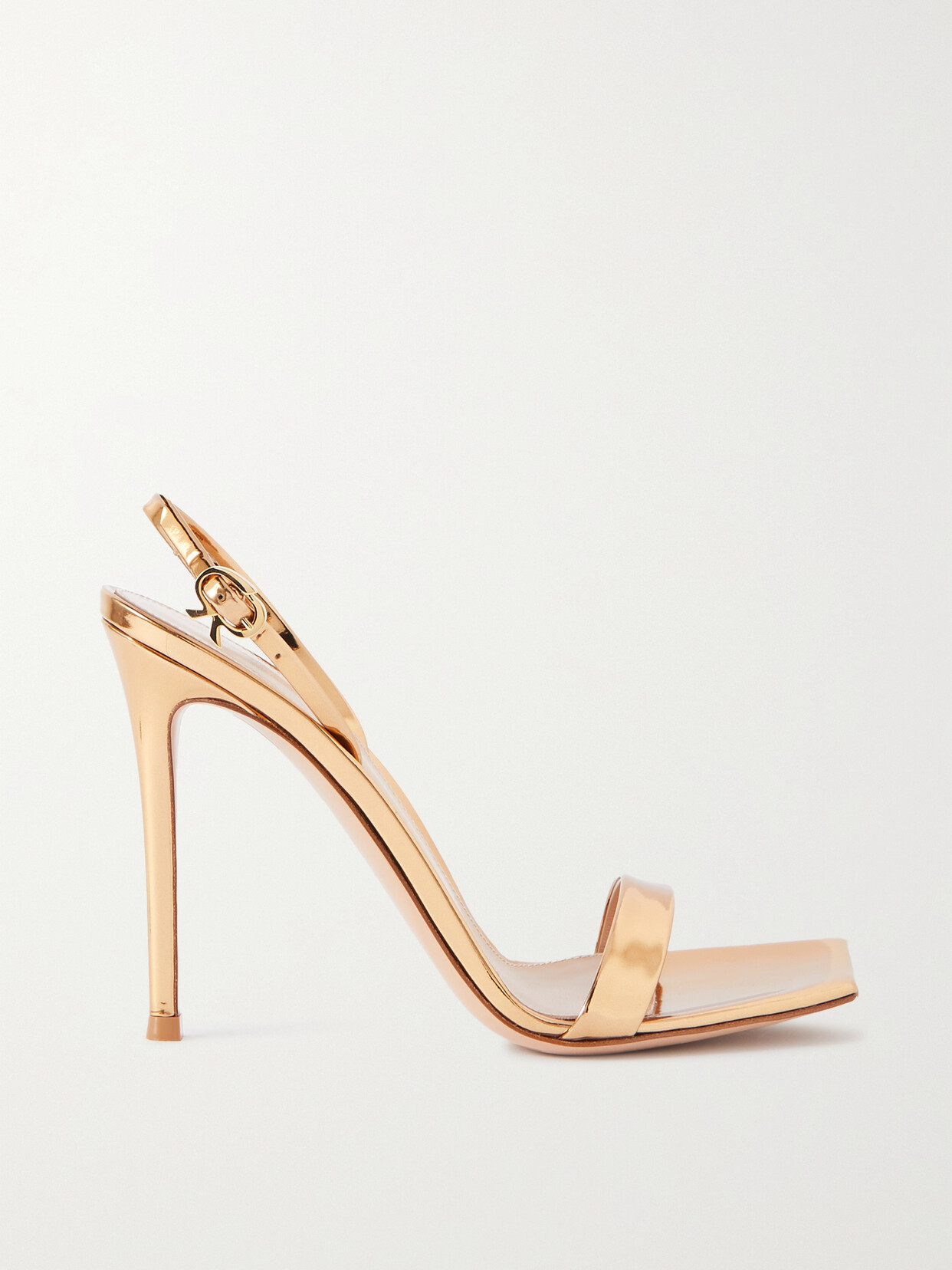 Gianvito Rossi Ribbon 105 Metallic Patent-leather Slingback Sandals - Gold
