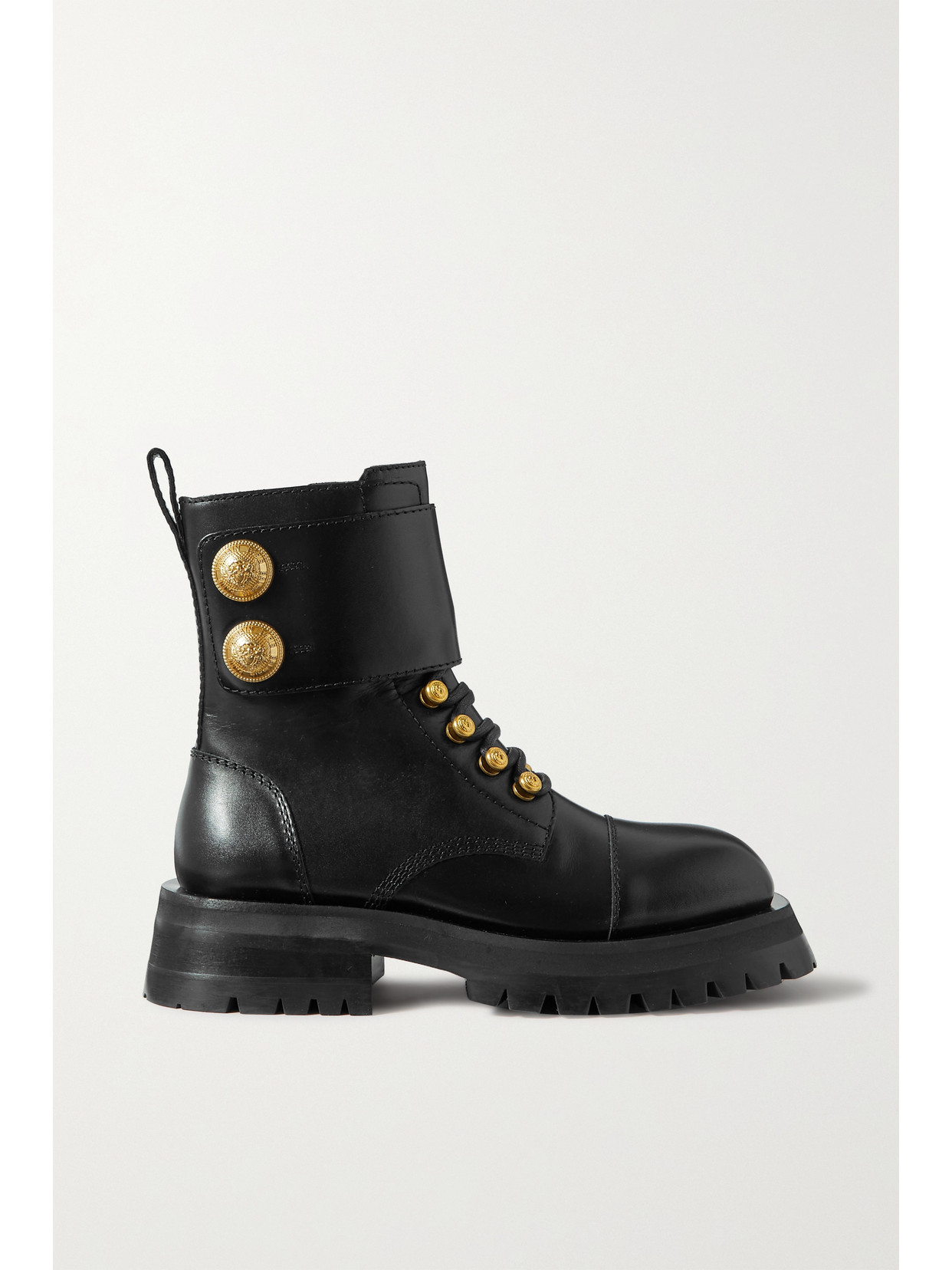 BALMAIN RANGER EMBELLISHED LEATHER ANKLE BOOTS