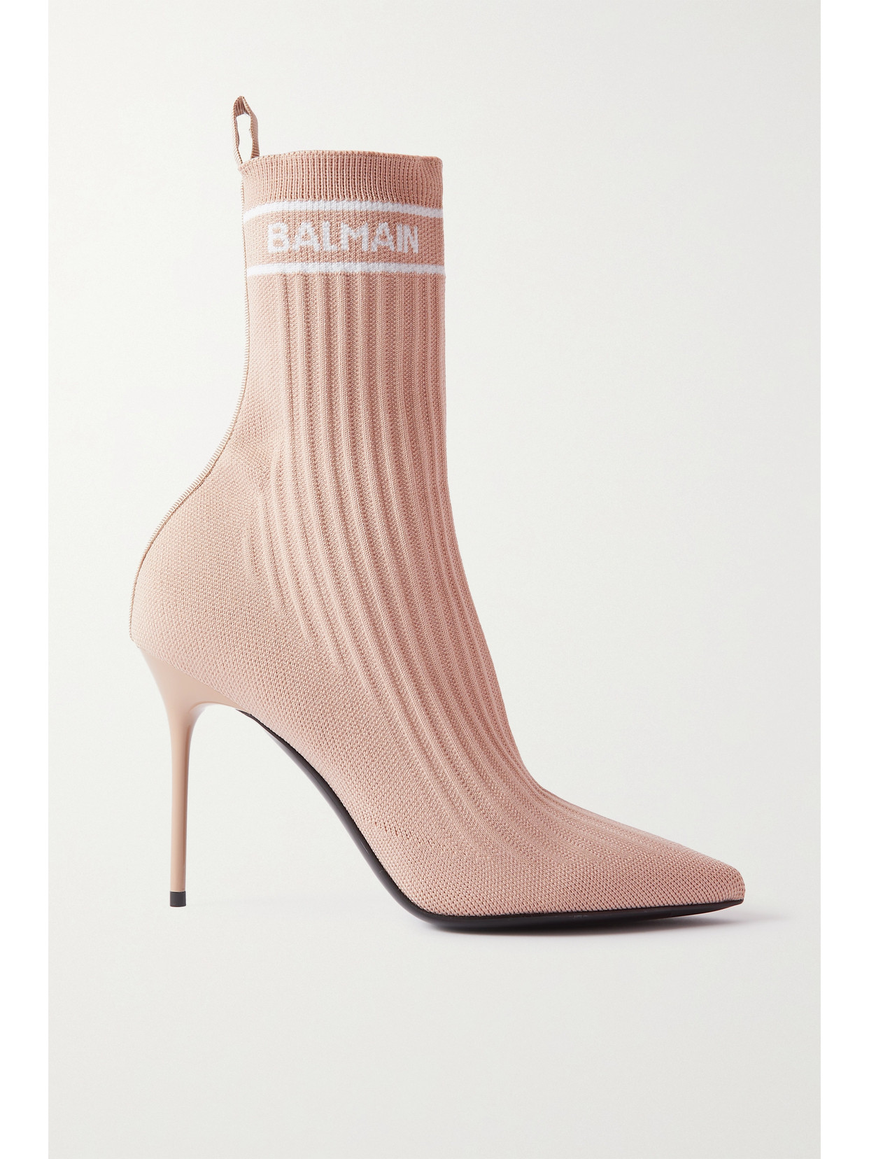 Balmain Skye Logo-jacquard Stretch-knit Sock Boots In Neutrals