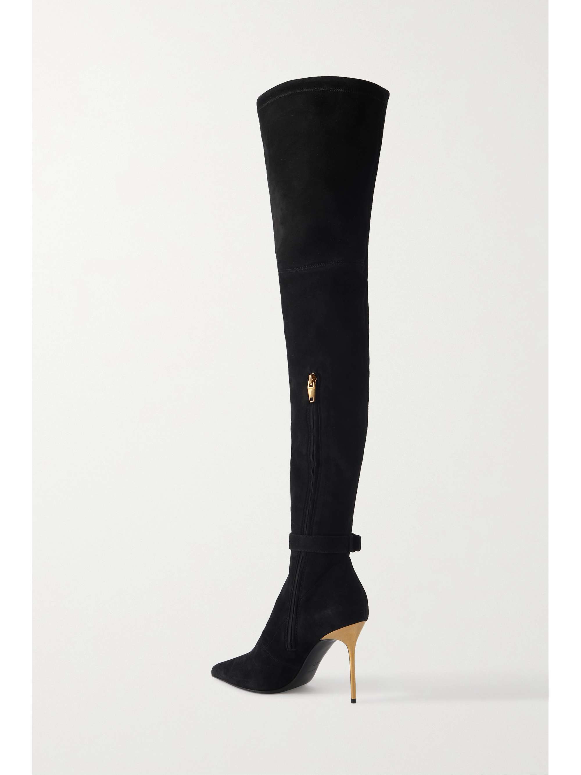 Raven logo-embellished stretch-suede 