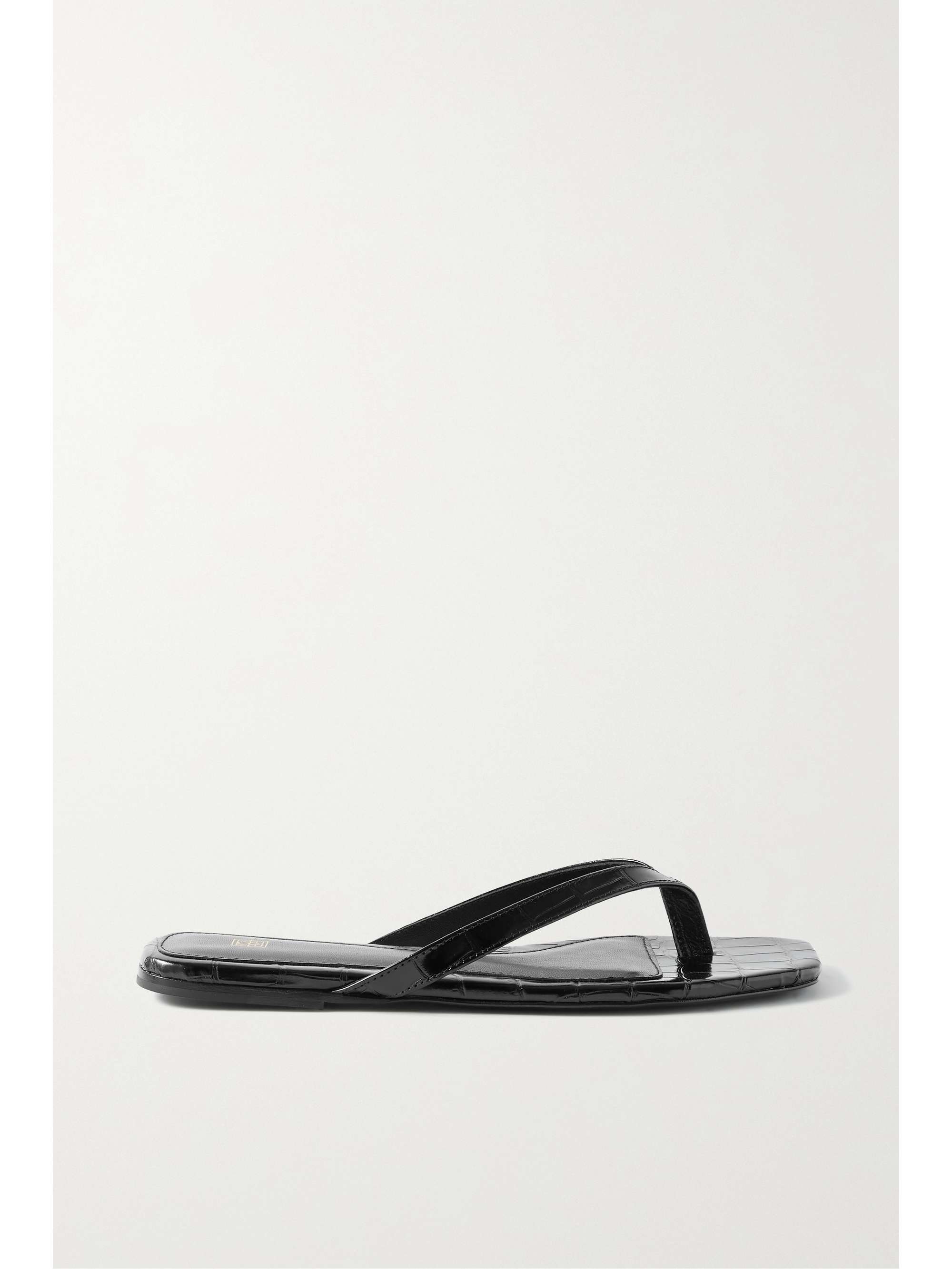TOTEME Croc-effect leather flip flops