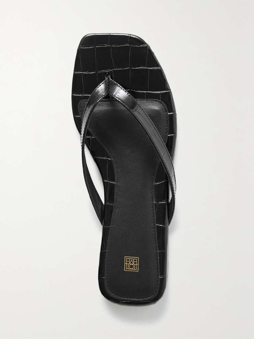 TOTEME Croc-effect Leather Flip Flops