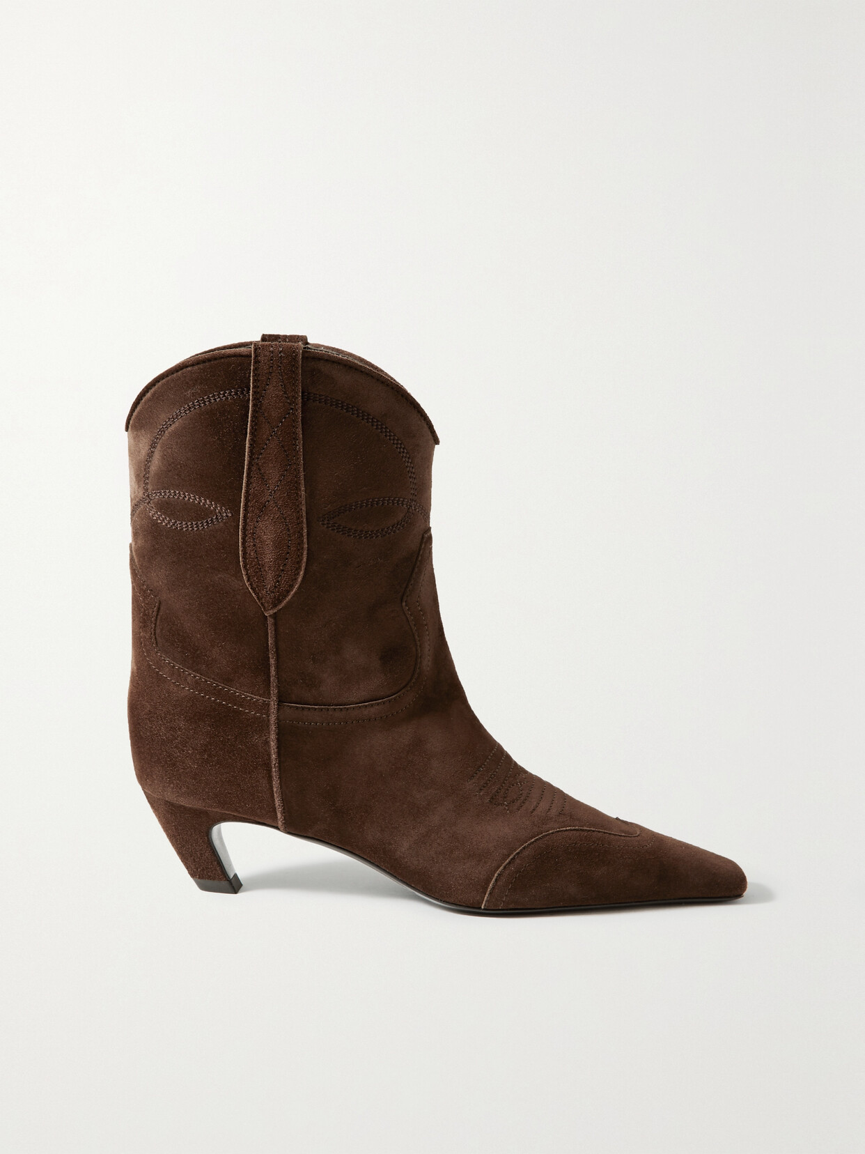 Khaite - Dalls Suede Cowboy Boots - Brown