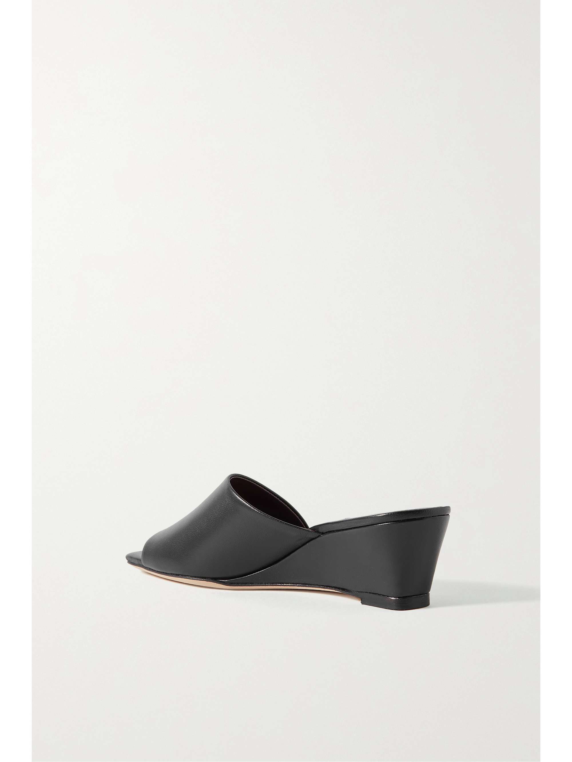 STAUD Nevil asymmetric leather wedge mules