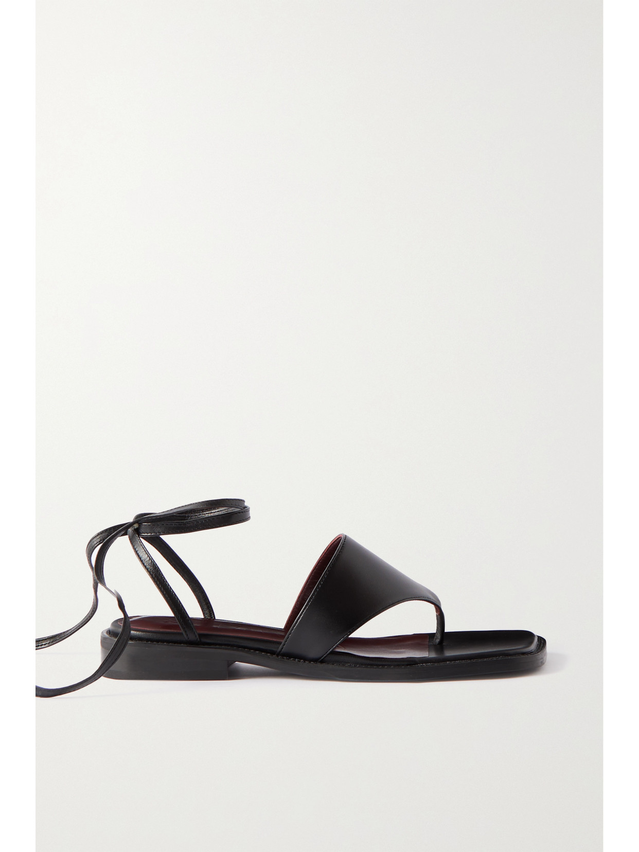 Staud Alexandre Leather Lace-up Thong Sandals In Black