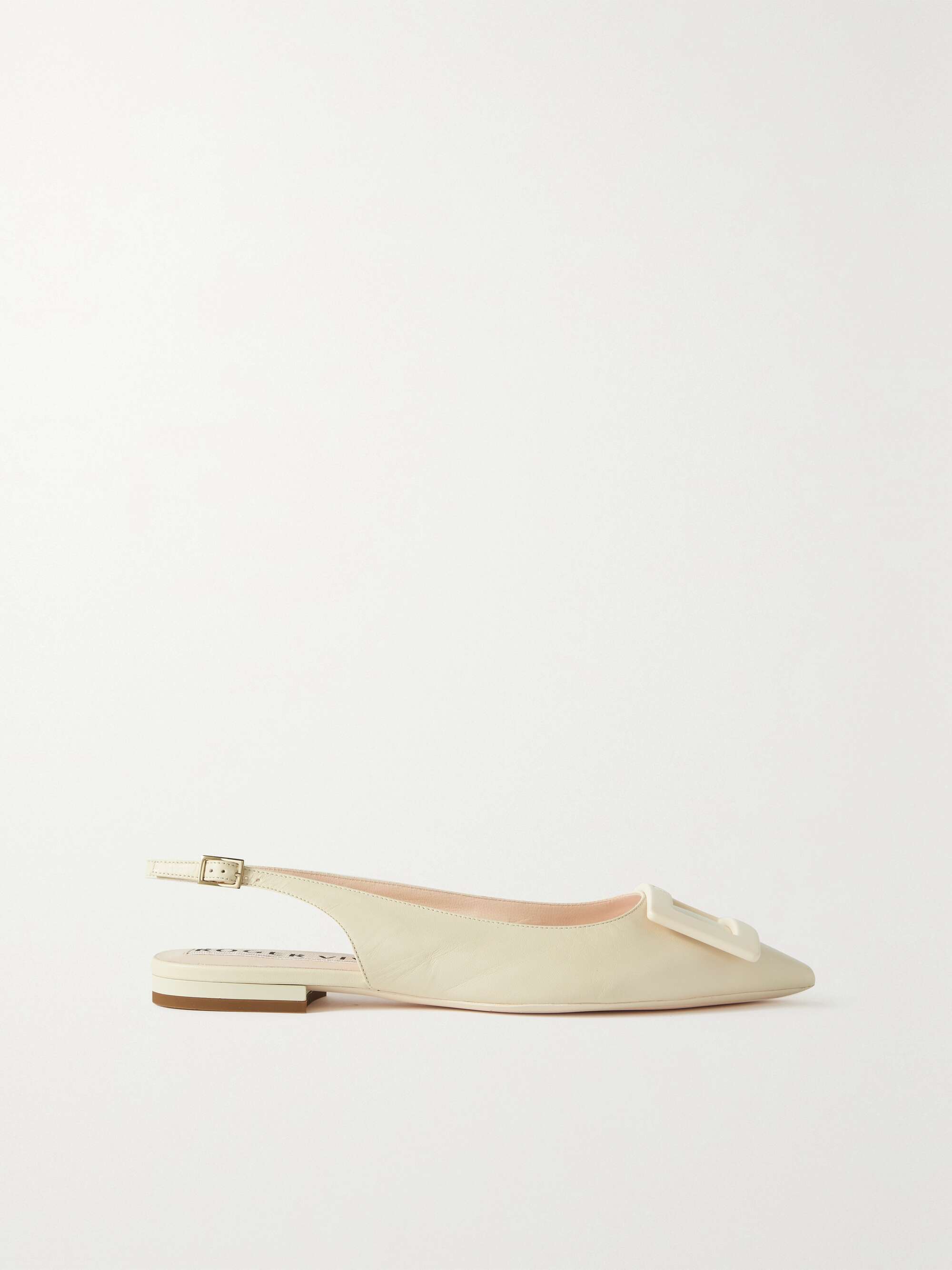 ROGER VIVIER Gommettine leather slingback point-toe flats | NET-A-PORTER