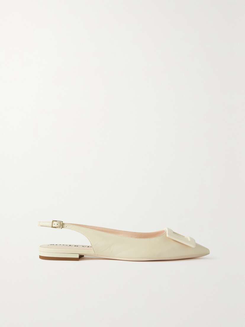 Roger Vivier Gommettine Leather Slingback Point-toe Flats