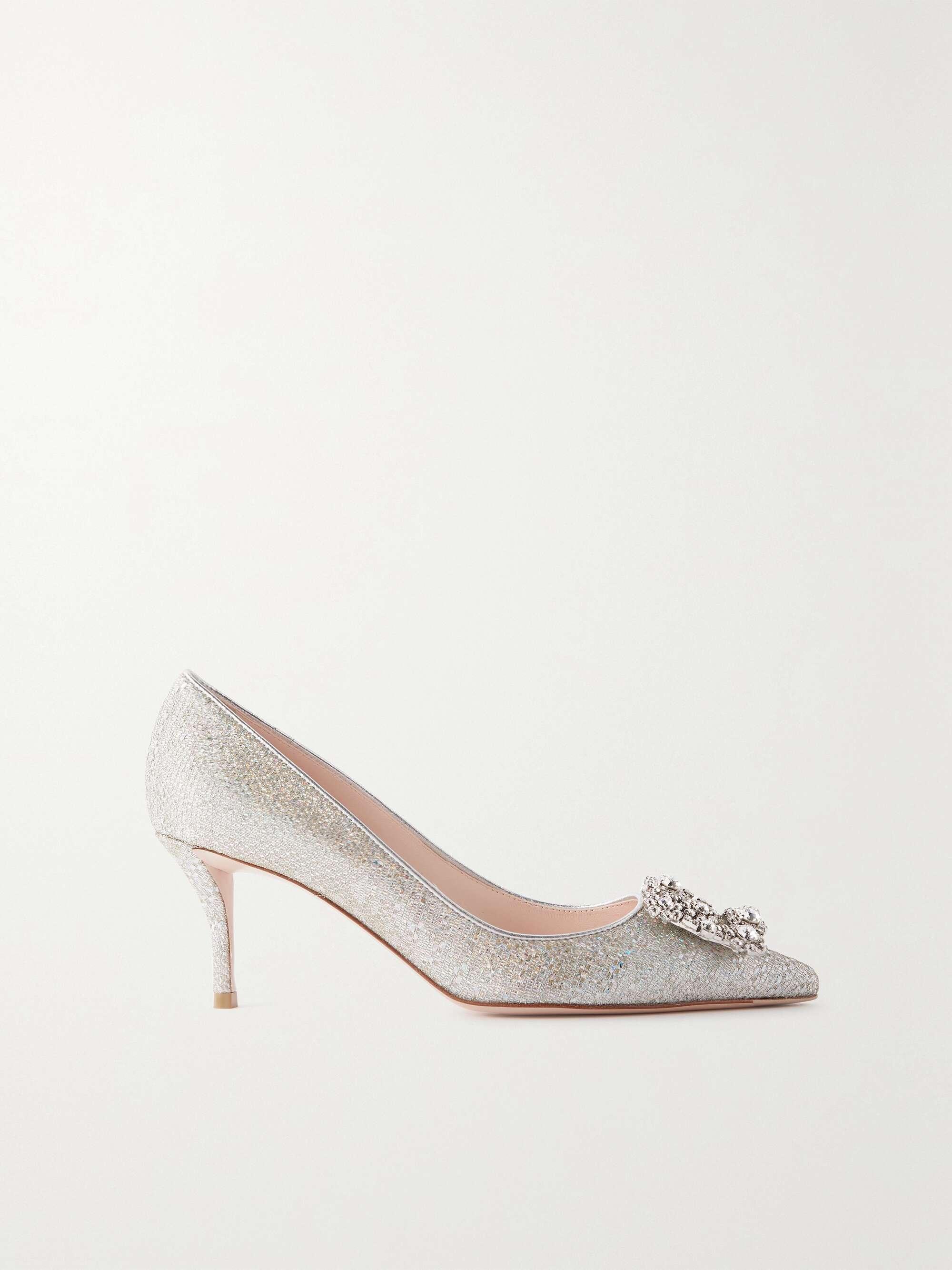 silver canvas pumps