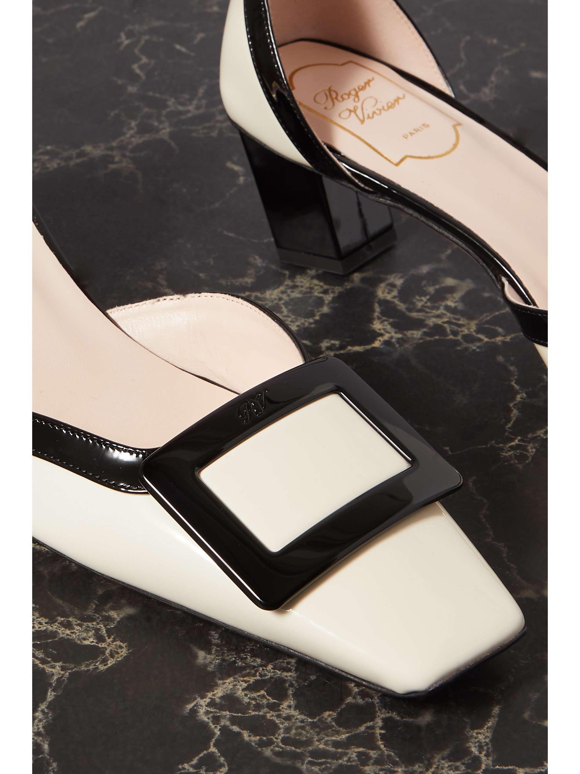 Belle Vivier two-tone patent-leather pumps
