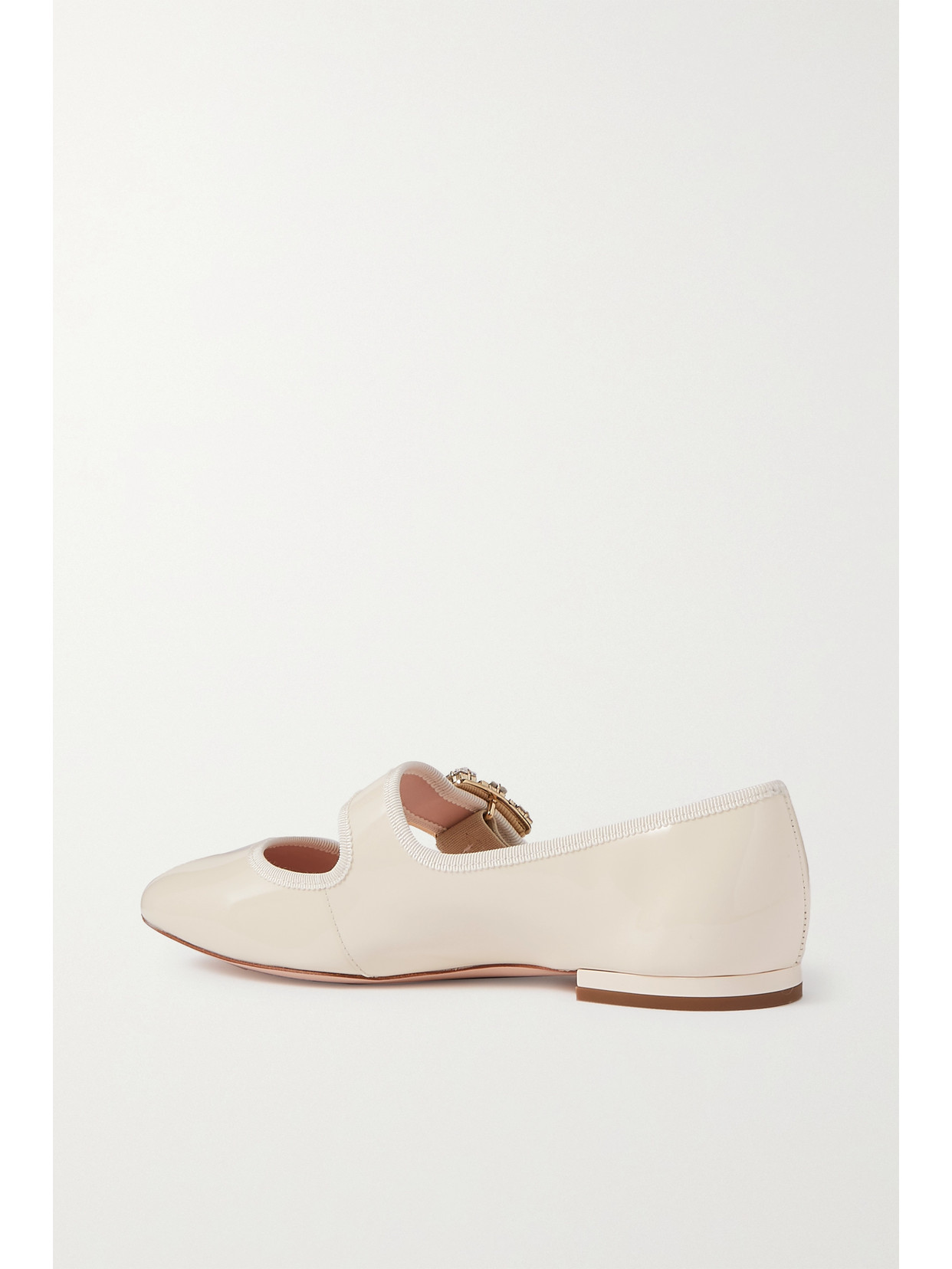 Très Vivier Crystal-Embellished Glossed-Leather Ballet Flats