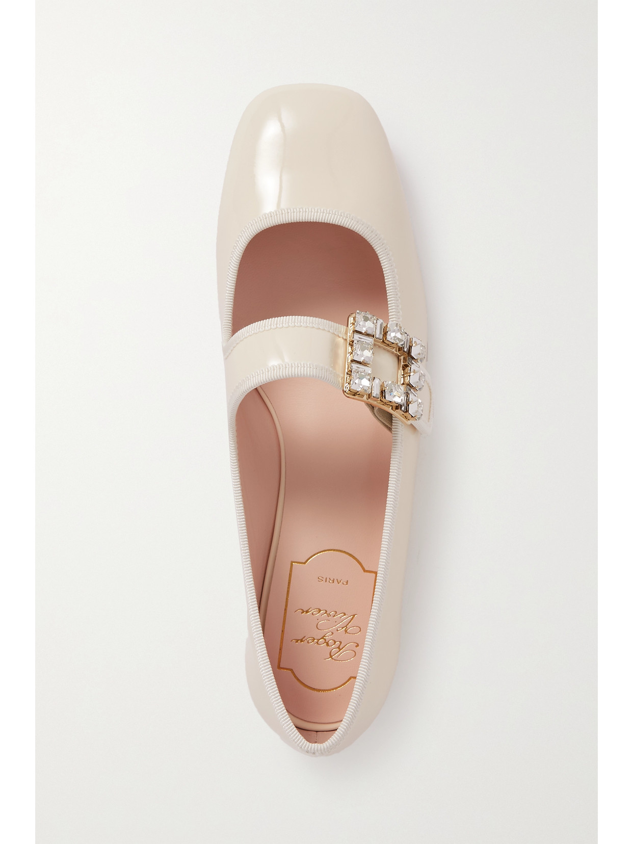 Très Vivier Crystal-Embellished Glossed-Leather Ballet Flats
