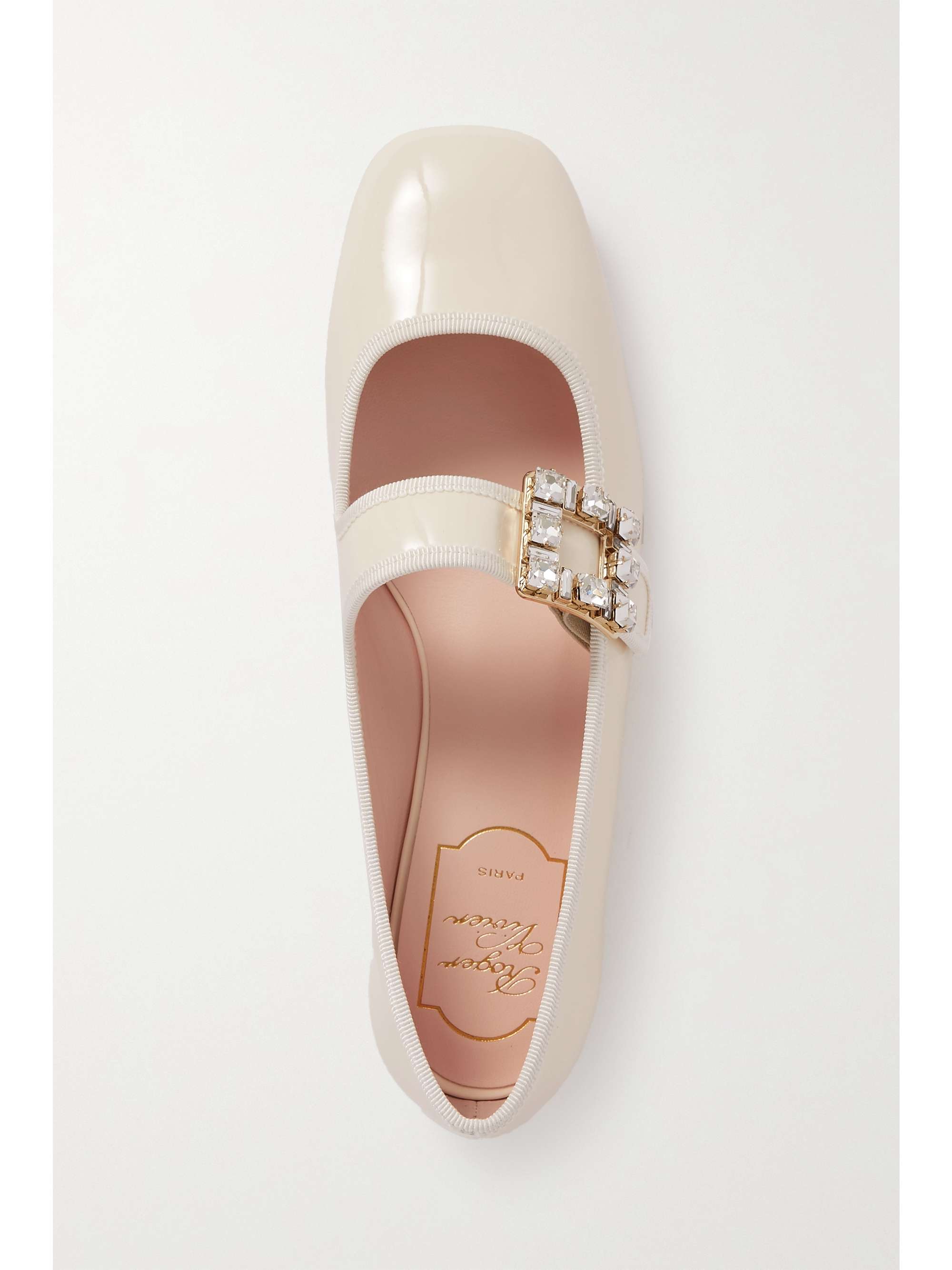 ROGER VIVIER Très Vivier crystal-embellished glossed-leather ballet flats