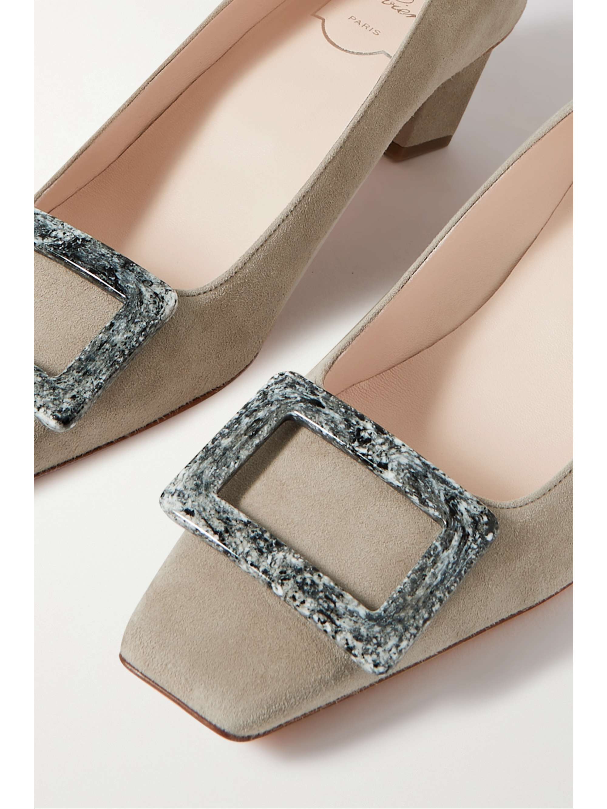 ROGER VIVIER Belle Vivier leather-trimmed bouclé-tweed pumps
