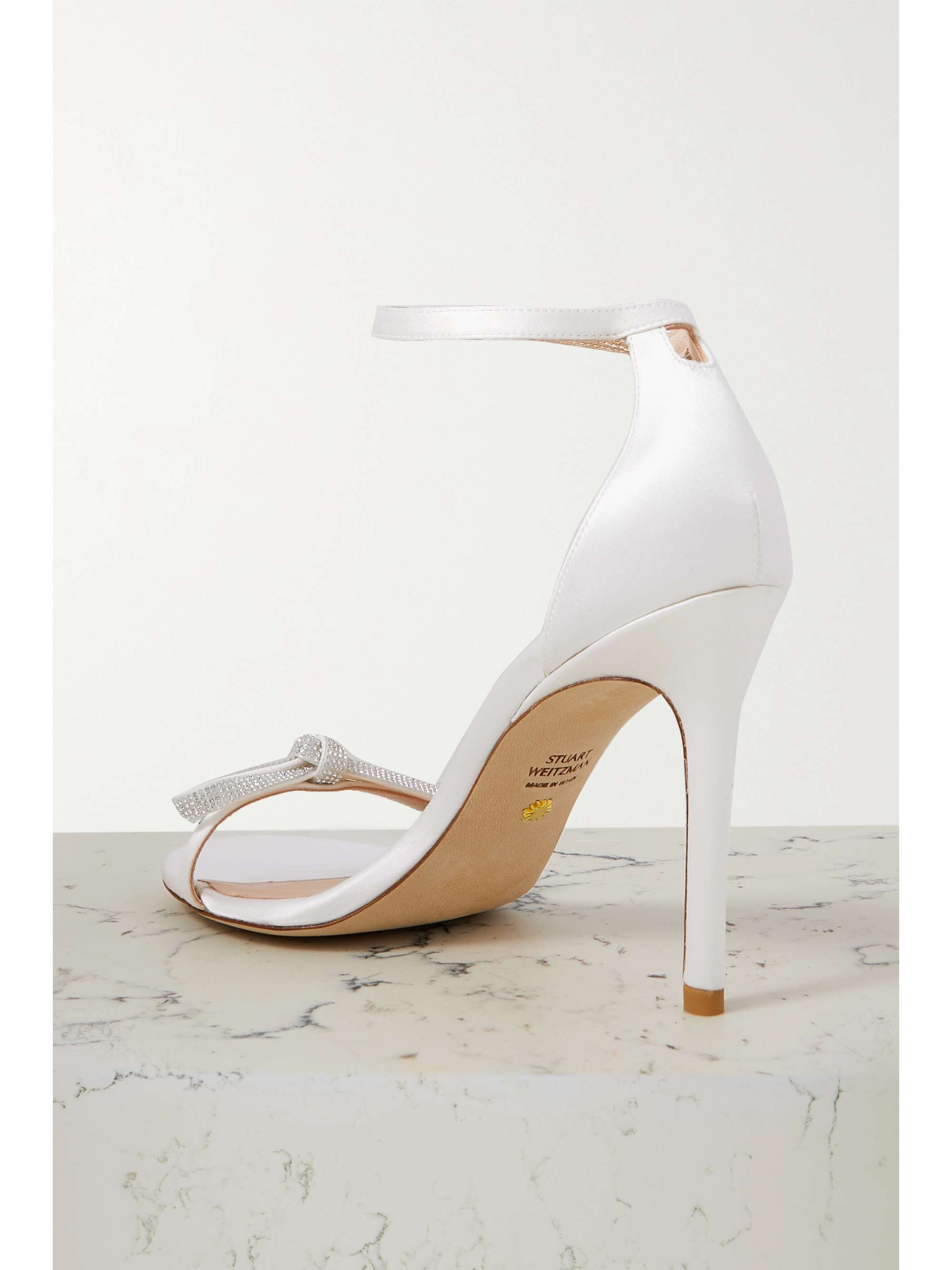 STUART WEITZMAN Nudist crystal-embellished satin sandals | NET-A-PORTER