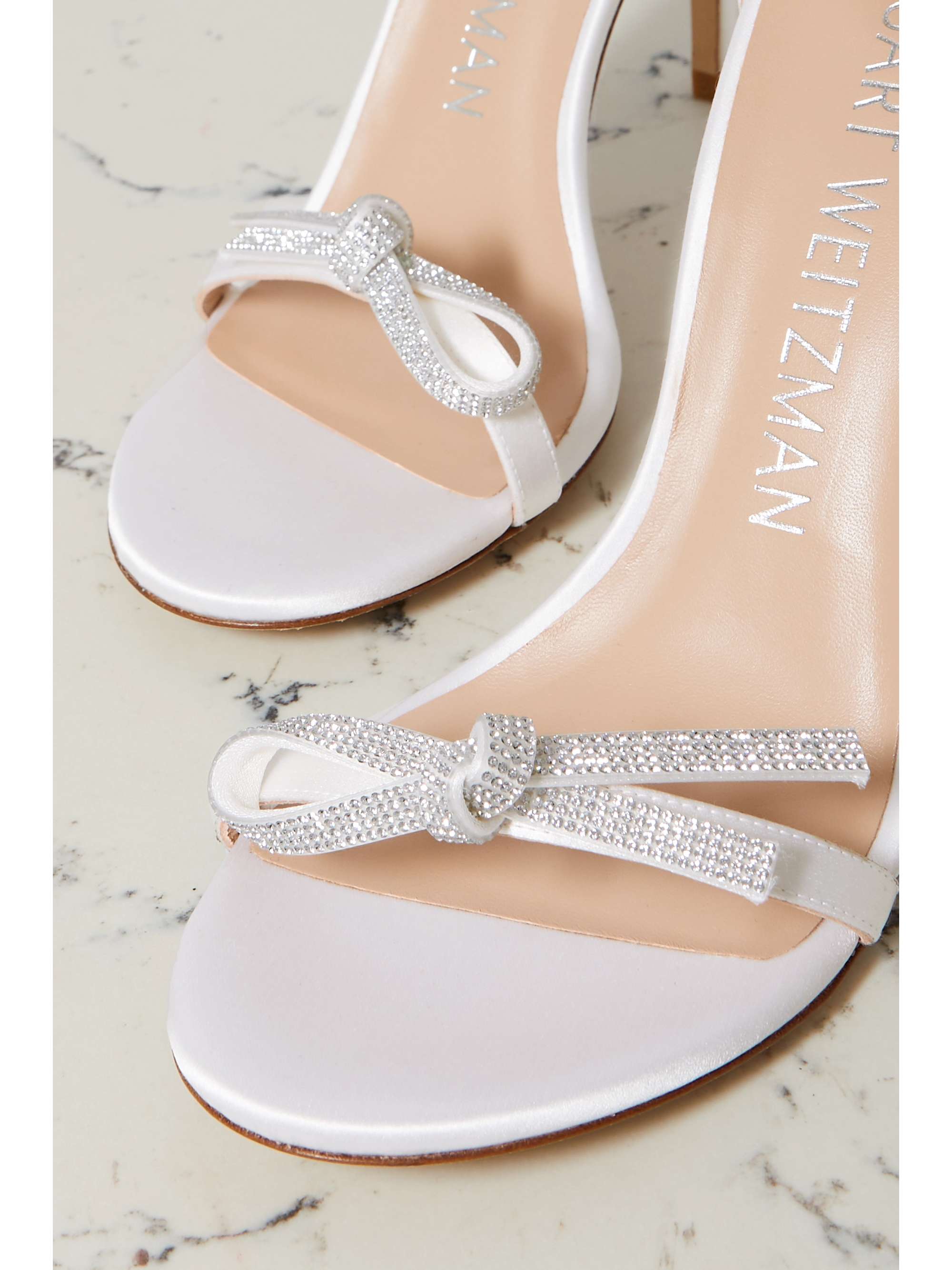 STUART WEITZMAN Nudist crystal-embellished satin sandals