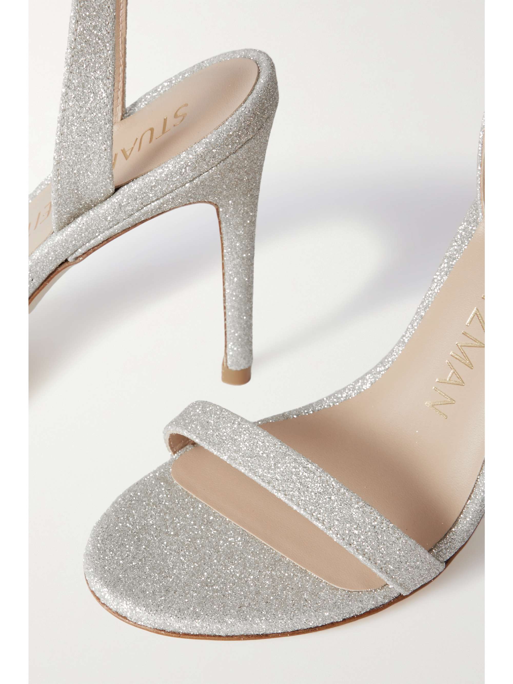 STUART WEITZMAN BarelyNude glittered leather sandals | NET-A-PORTER