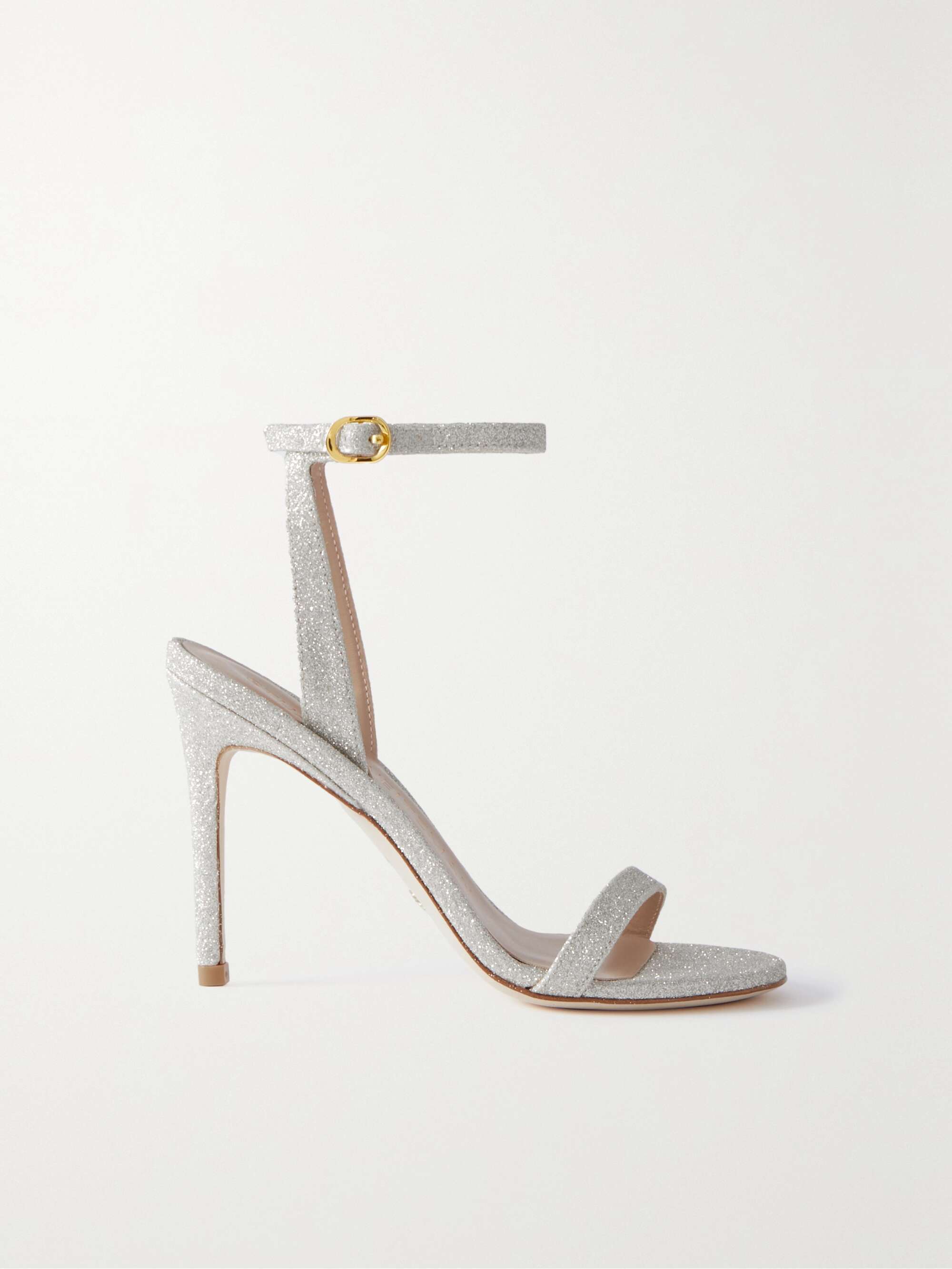 STUART WEITZMAN BarelyNude glittered leather sandals | NET-A-PORTER