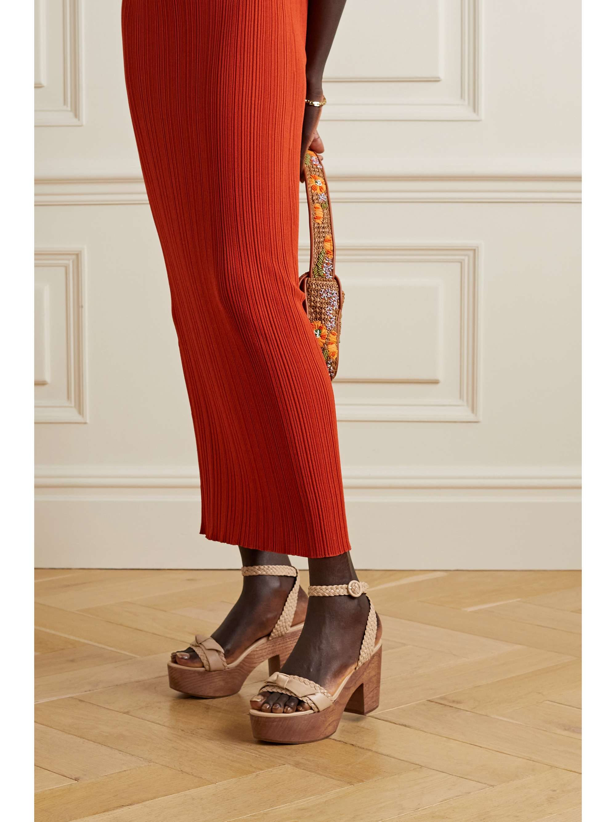 ALEXANDRE BIRMAN Clarita 麻花编织皮革防水台凉鞋