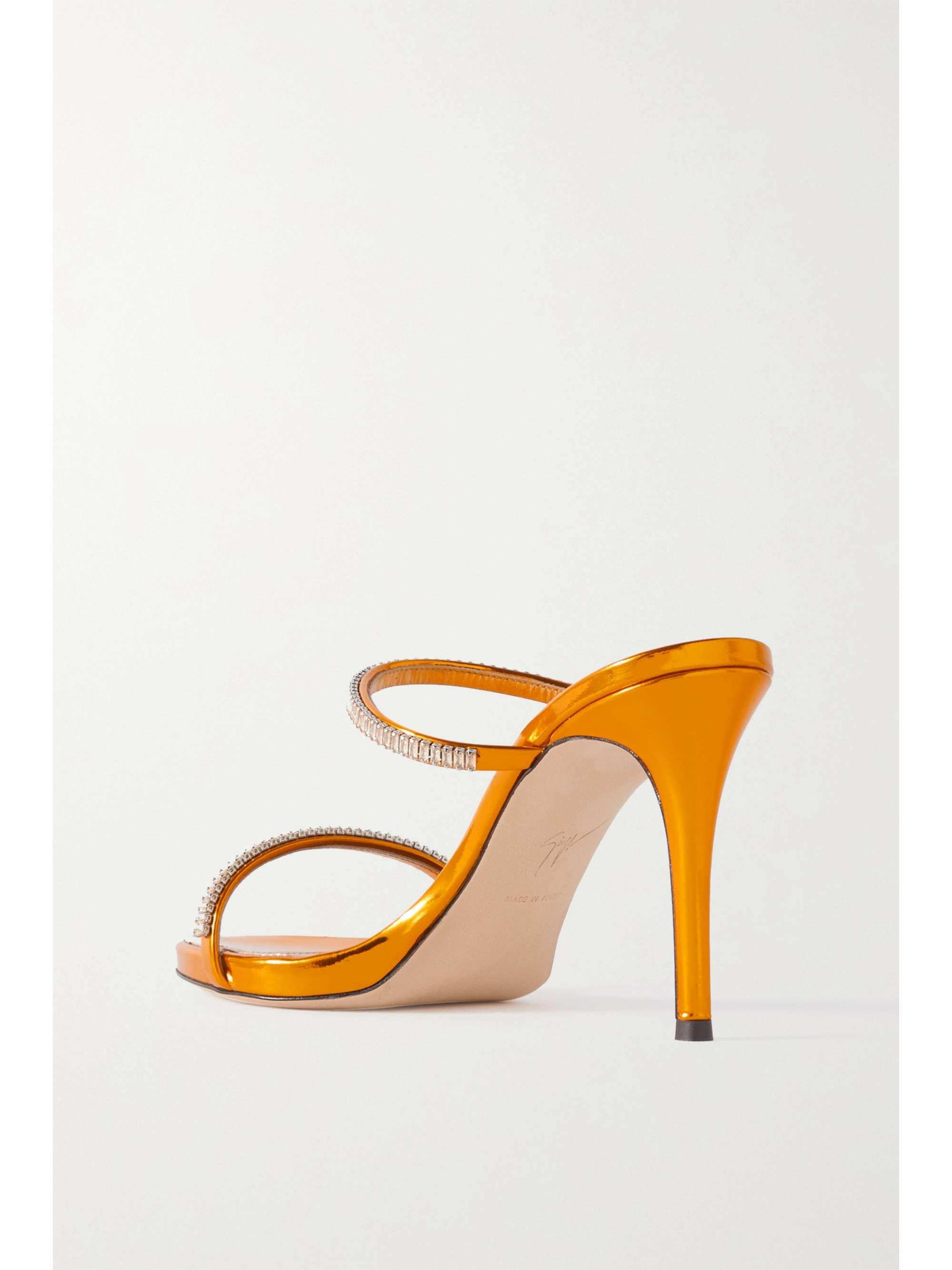 GIUSEPPE ZANOTTI Alien crystal-embellished metallic leather sandals