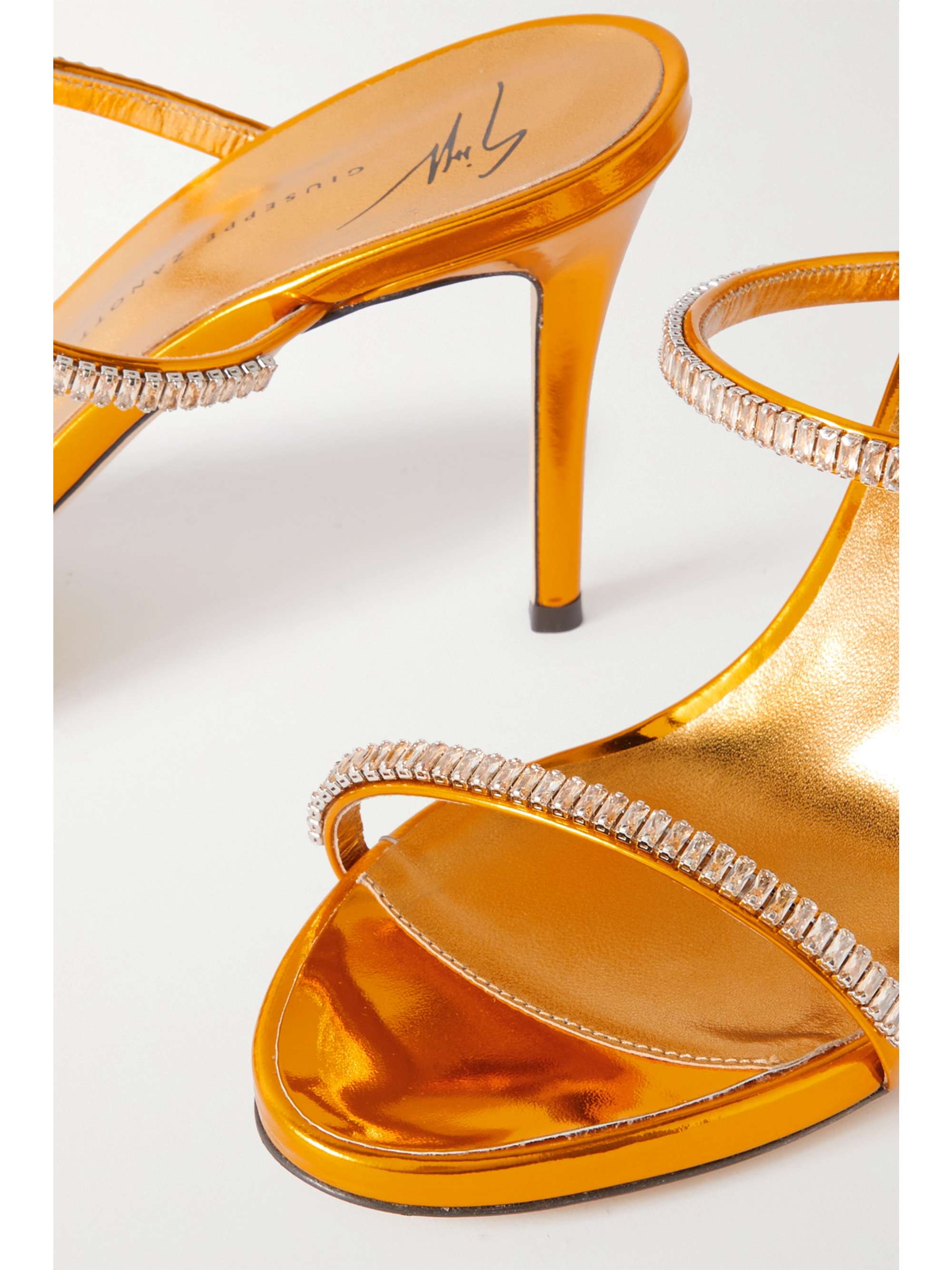 GIUSEPPE ZANOTTI Alien crystal-embellished metallic leather sandals