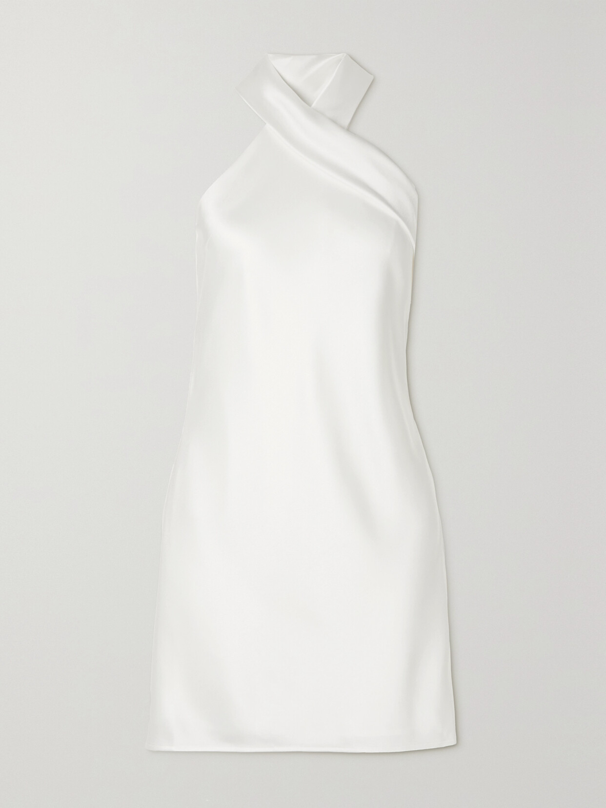 Galvan Pandora Tie-detailed Satin Halterneck Mini Dress In White