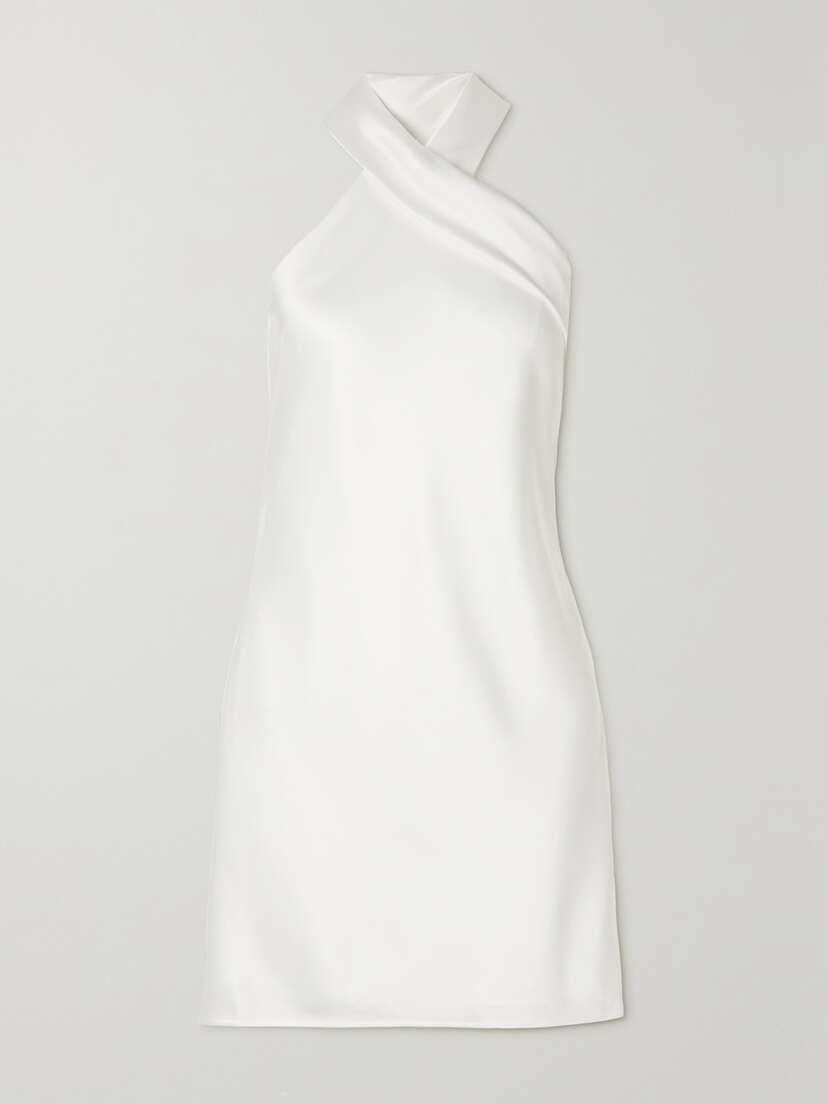 Galvan Pandora Tie-detailed Satin Halterneck Mini Dress