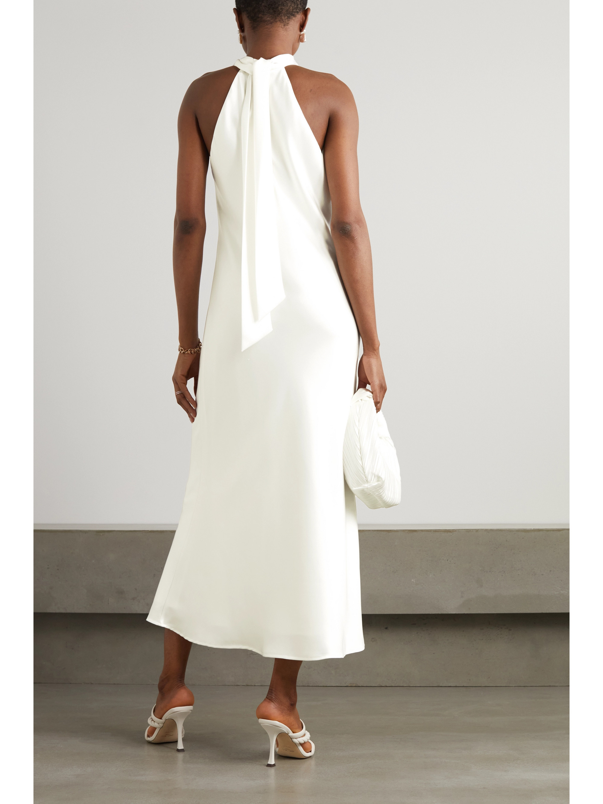 Galvan Sienna halterneck satin midi dress