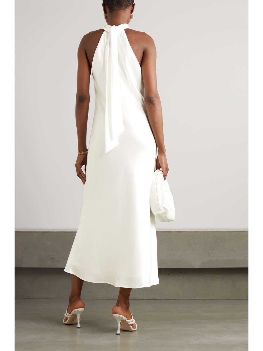 sienna halterneck satin midi dress