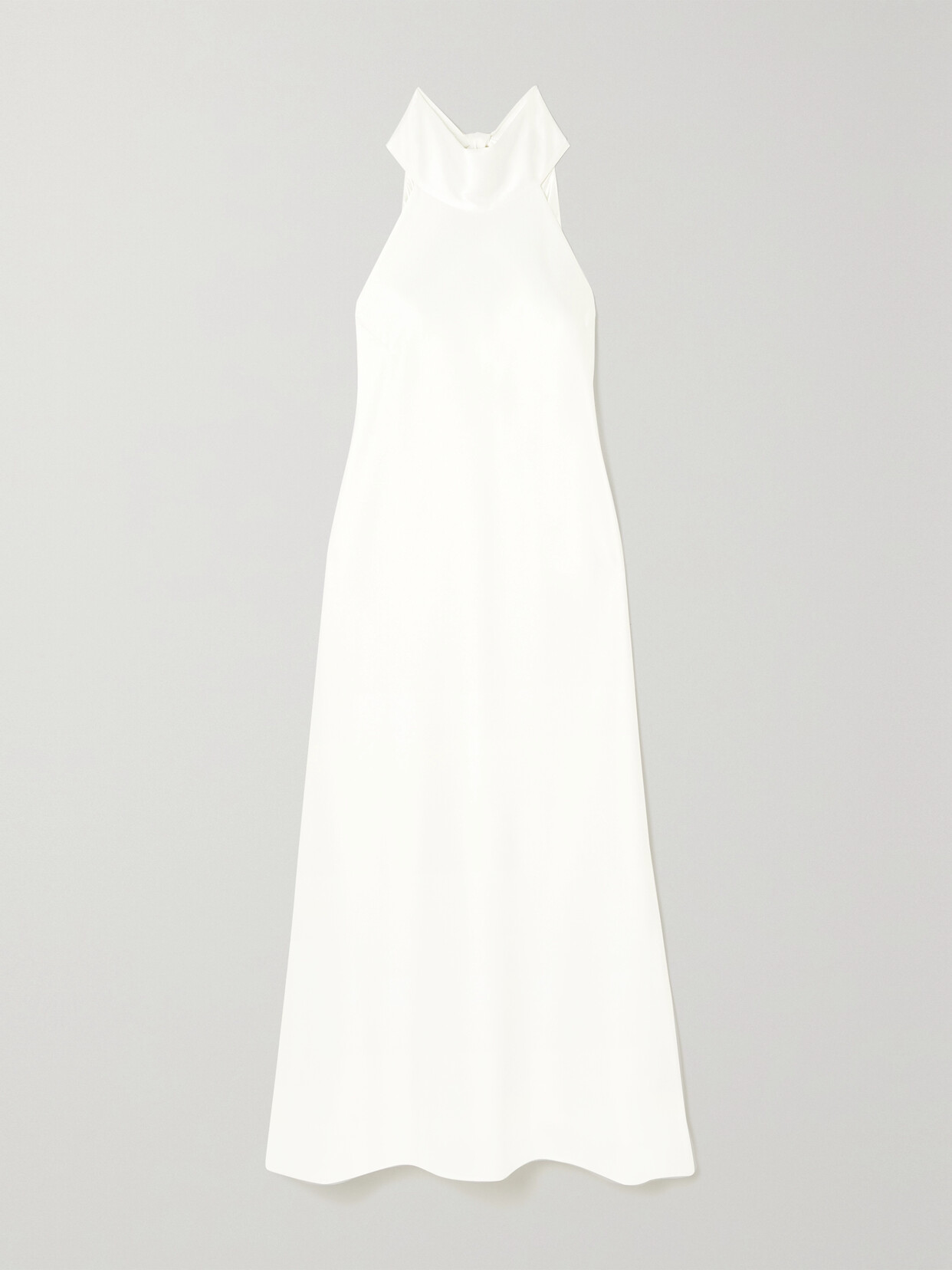 Galvan Sienna Halterneck Satin Midi Dress In White