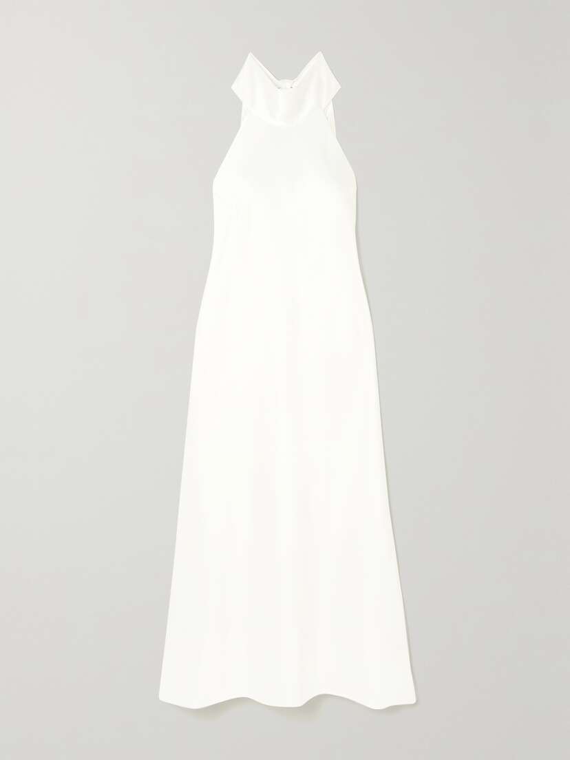 Galvan Sienna Halterneck Satin Midi Dress