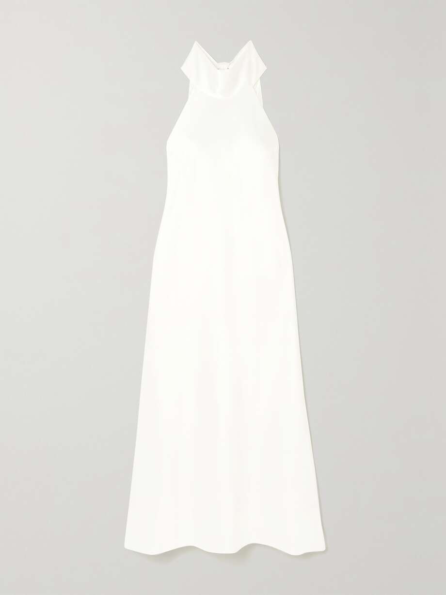 sienna halterneck satin midi dress