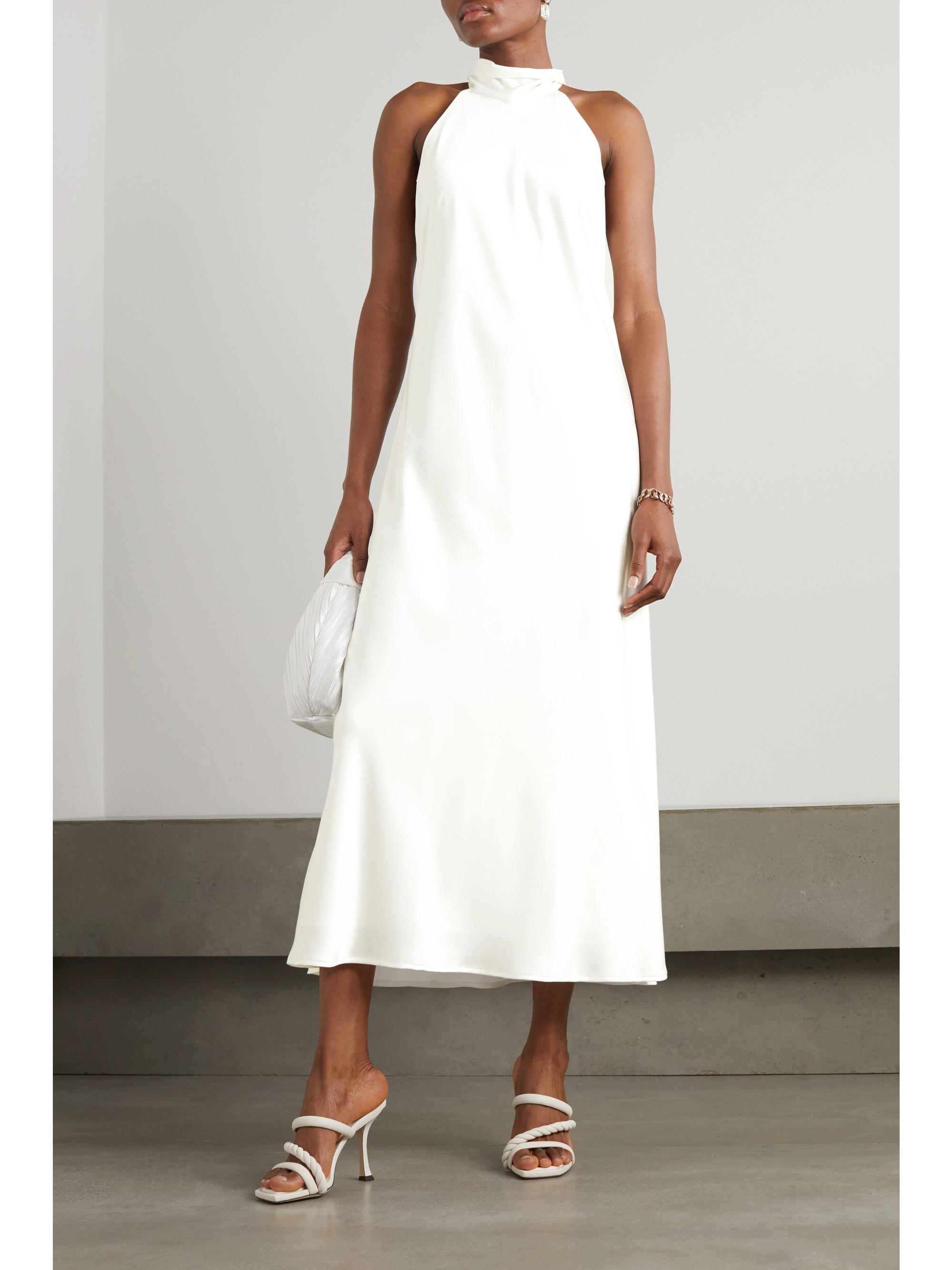 Galvan Sienna halterneck satin midi dress